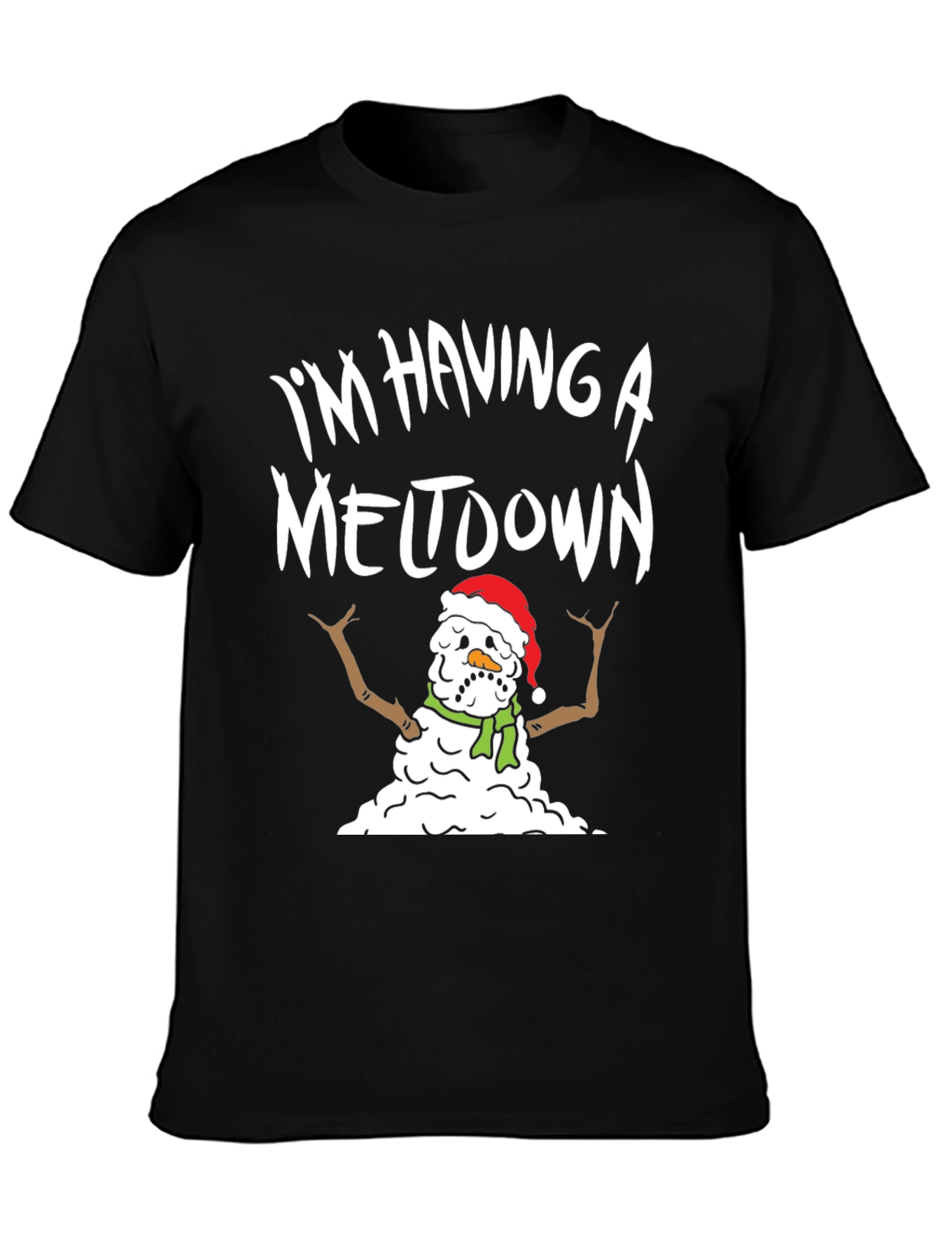 Black Funny "I'm Having a Meltdown" Snowman Graphic Tee view 3