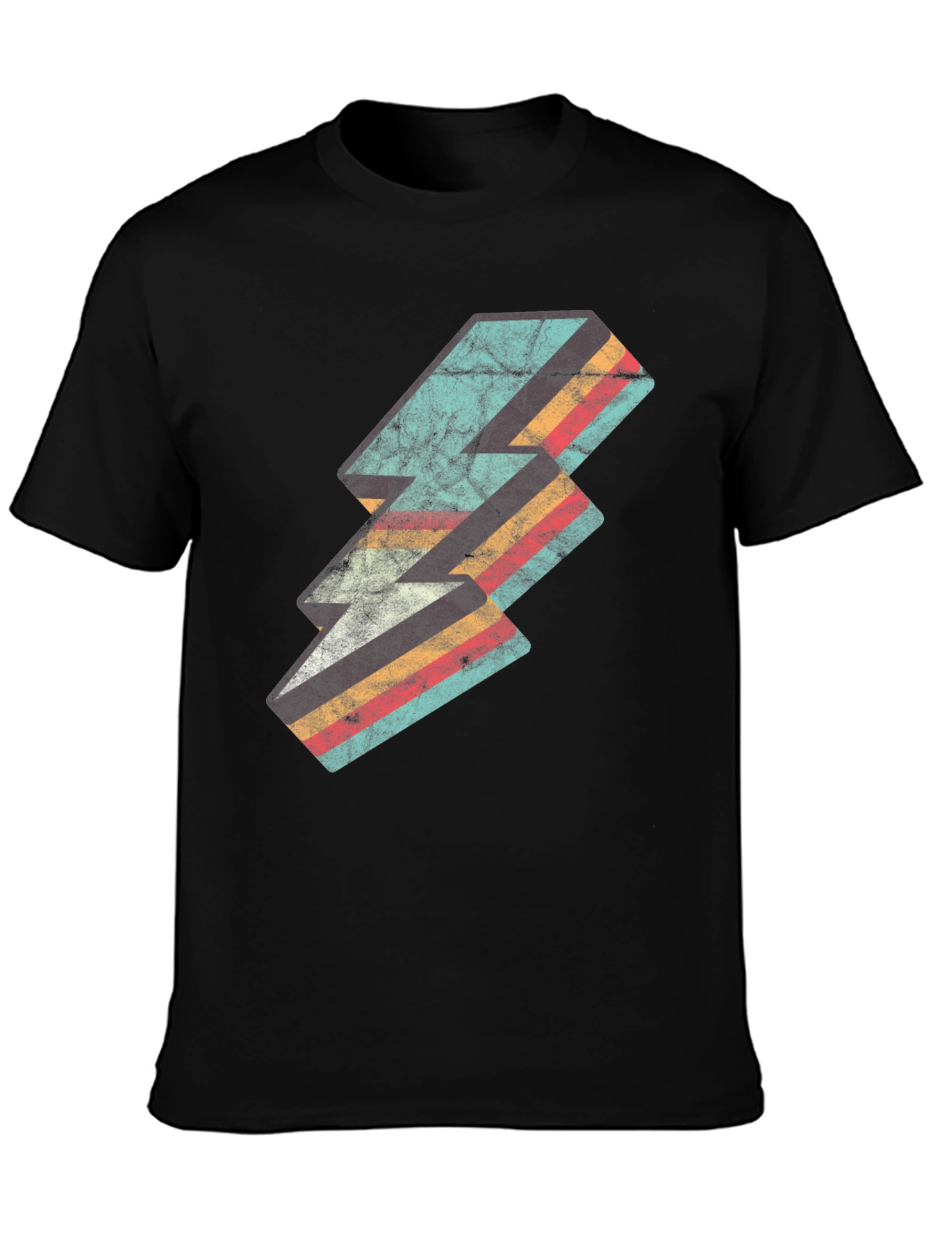 Black Retro Lightning Bolt Graphic Tee view 3