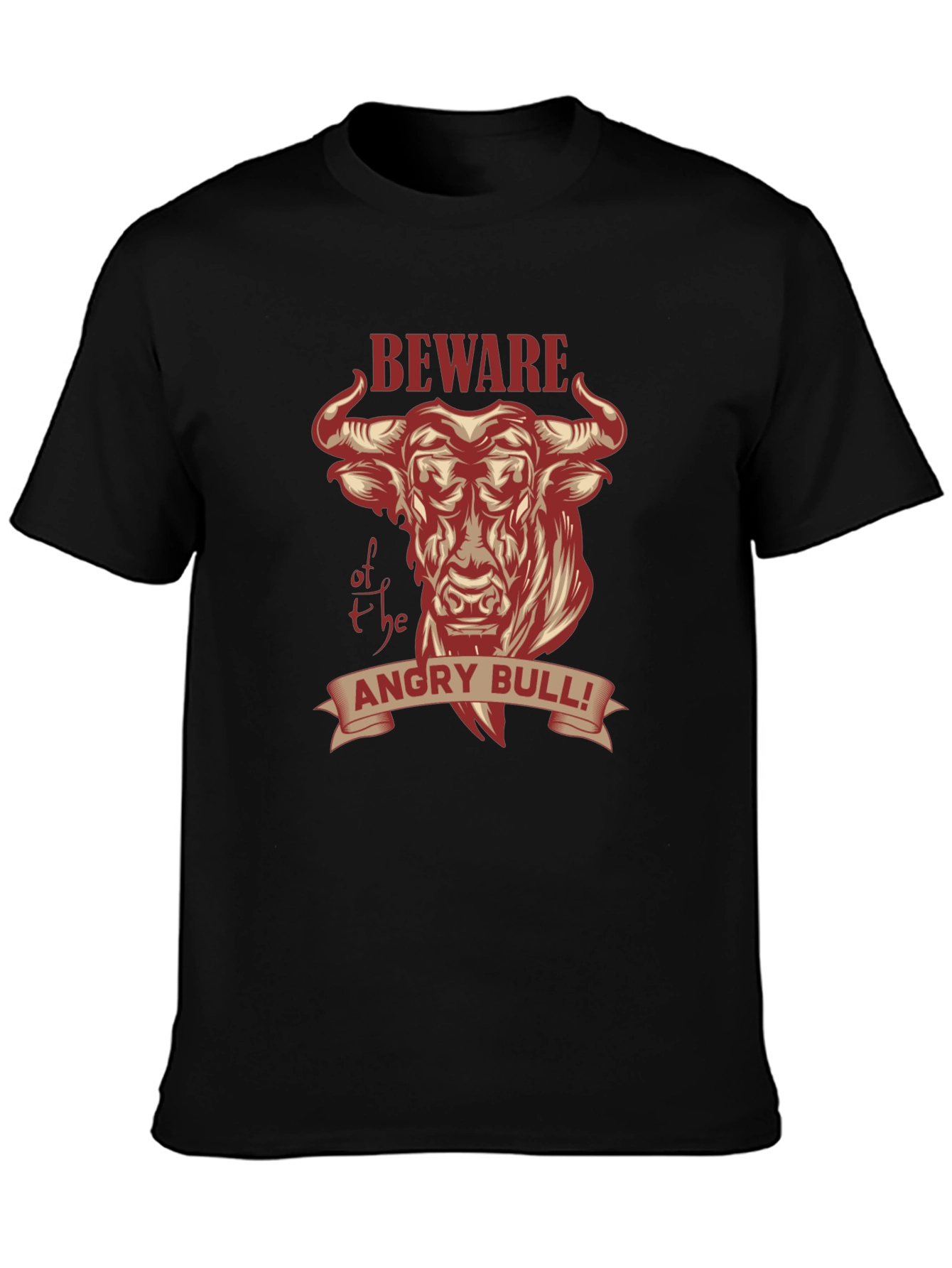 Black Beware of the Angry Bull Graphic T-Shirt view 3