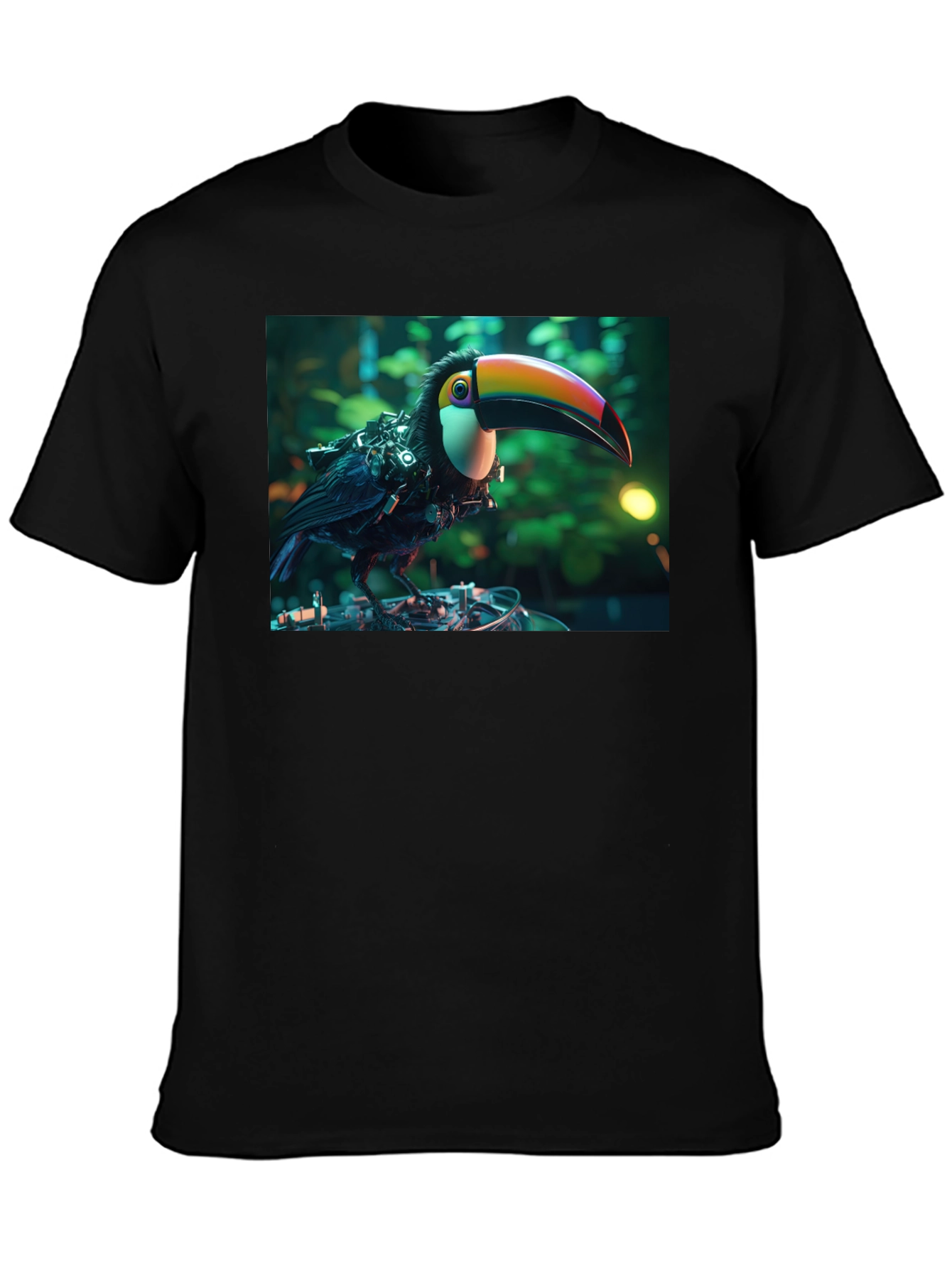 Black Cyber Toucan T-Shirt - Unique Graphic Print view 3