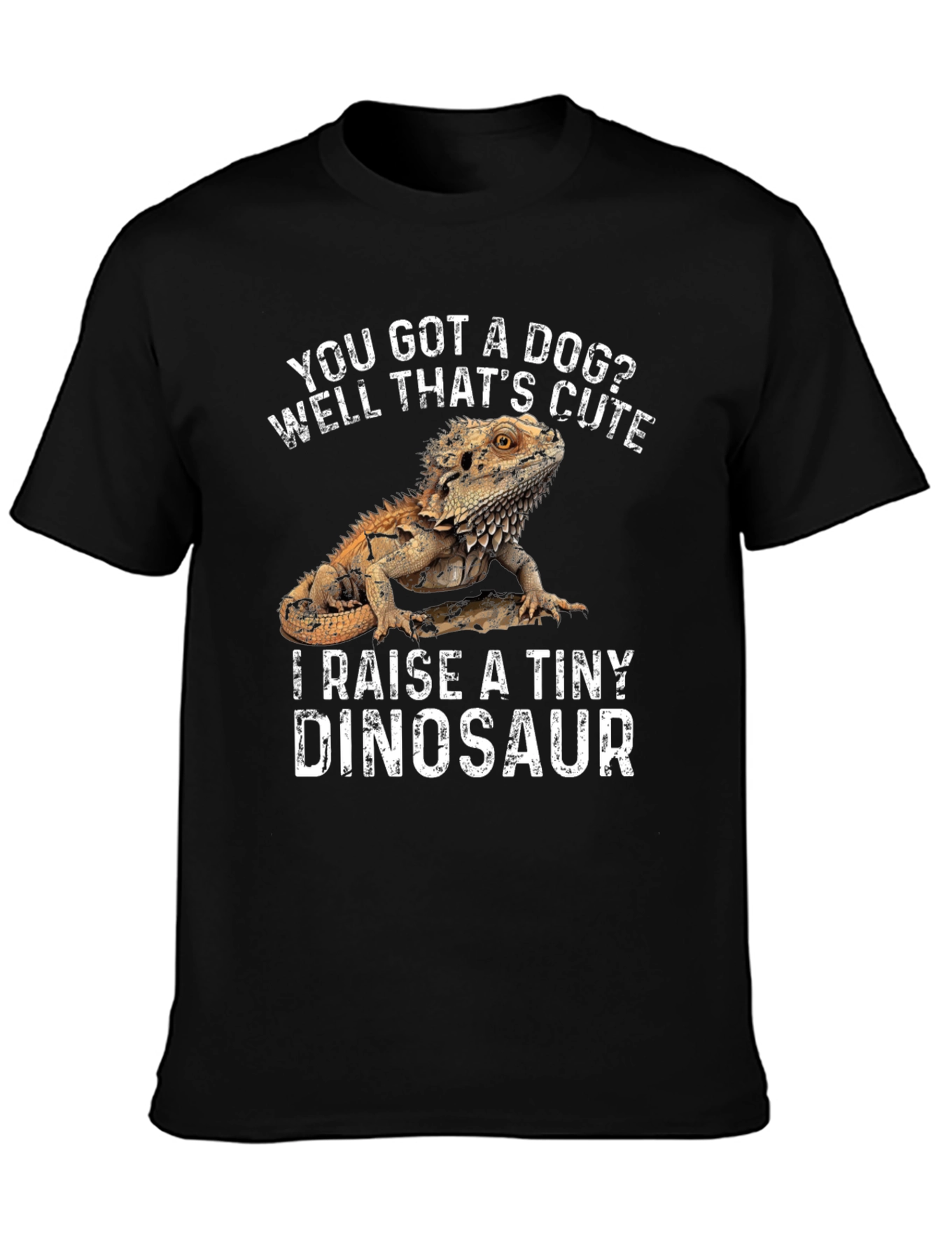 Black Bearded Dragon T-Shirt - I Raise a Tiny Dinosaur view 3