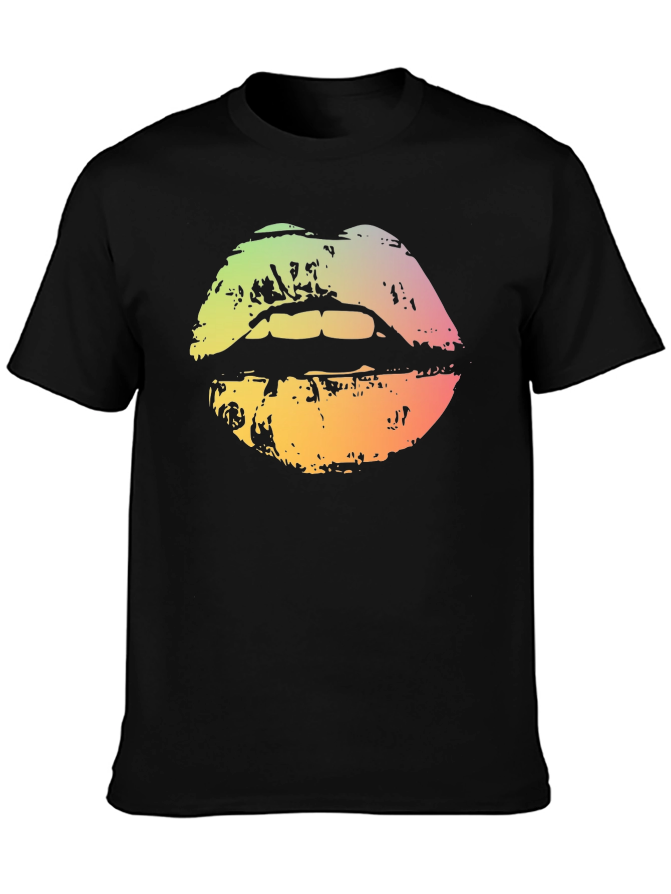 Black Rainbow Lips Graphic T-Shirt - Unisex Cotton Tee view 3
