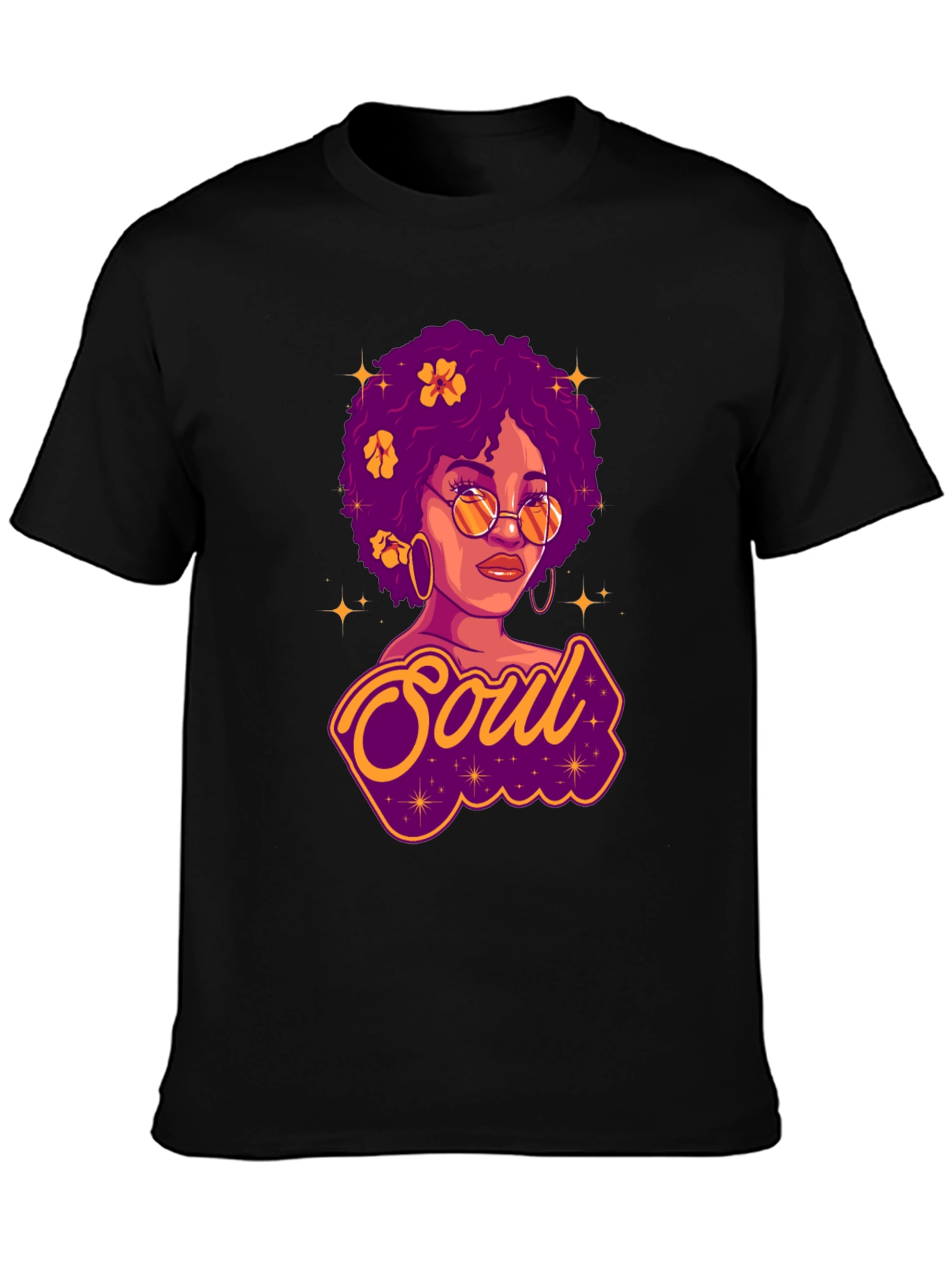 Black Soul Woman Graphic Print T-Shirt view 3