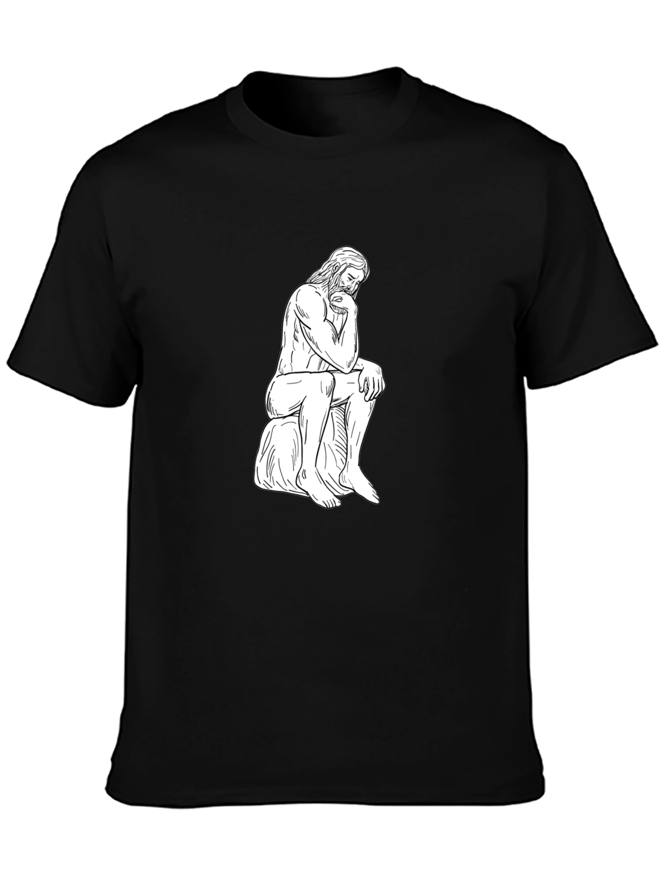 Black The Thinker Graphic Tee - Black Cotton Casual Shirt view 3