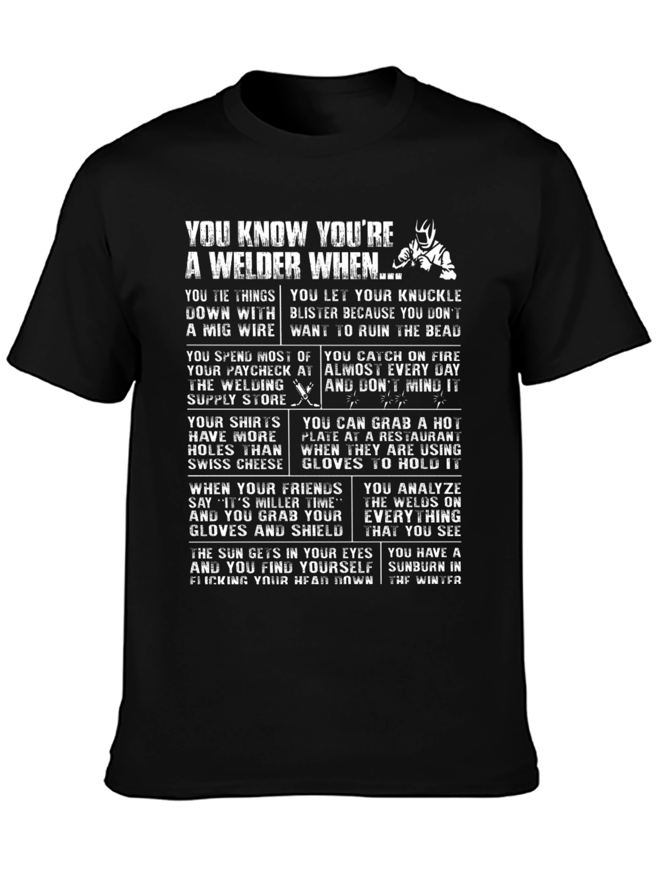 Black Welder Humor T-Shirt: You Know You're A Welder When... view 3