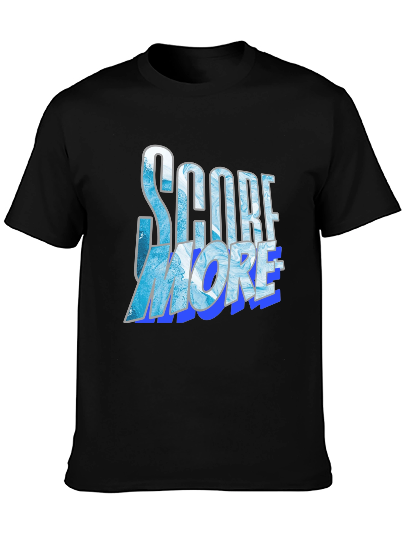 Black Score More Graphic Tee - Cool Blue Design view 3
