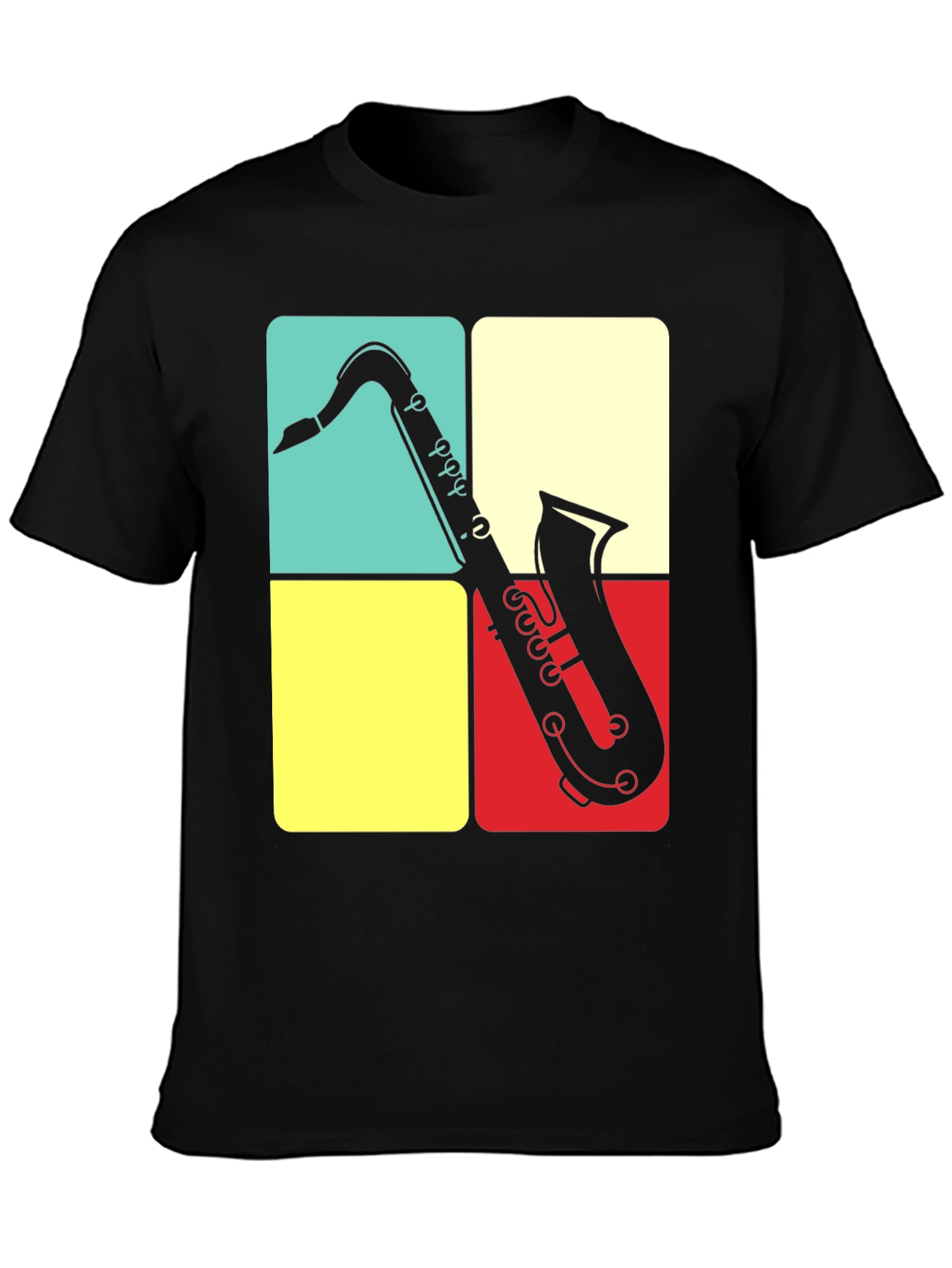 Black Saxophone Graphic Tee | Retro Musical Shirt view 3