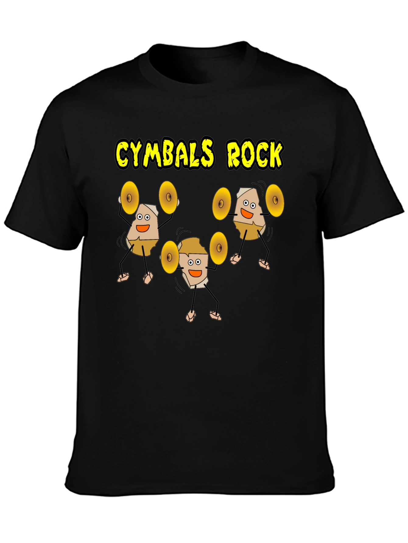 Black Cymbals Rock T-Shirt, Funny Drummer Tee view 3