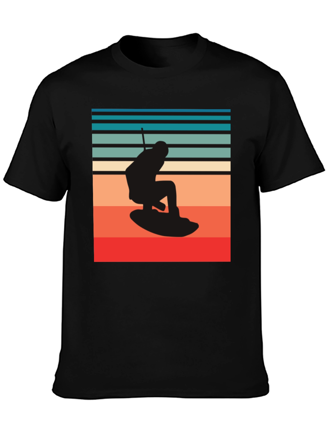 Black Retro Wakeboarding Graphic Tee - Black view 3