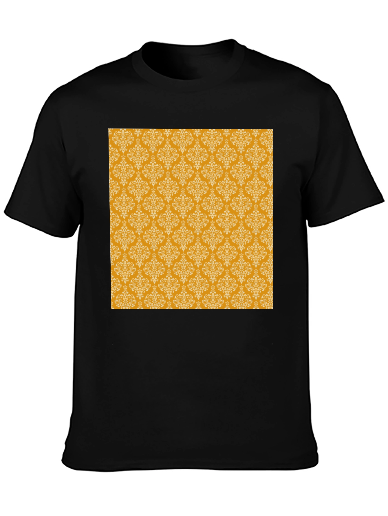 Black Stylish Black Tee with Gold Pattern view 3