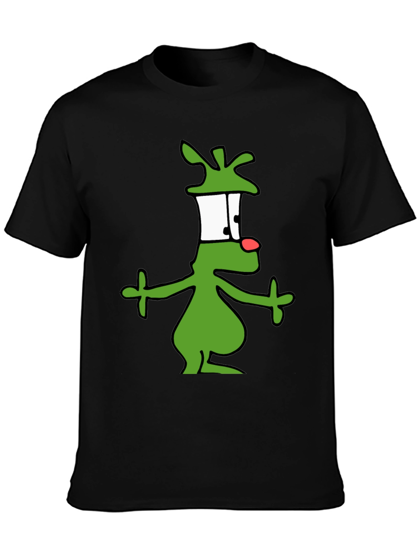 Black Cartoon Alien Graphic Black T-Shirt view 3