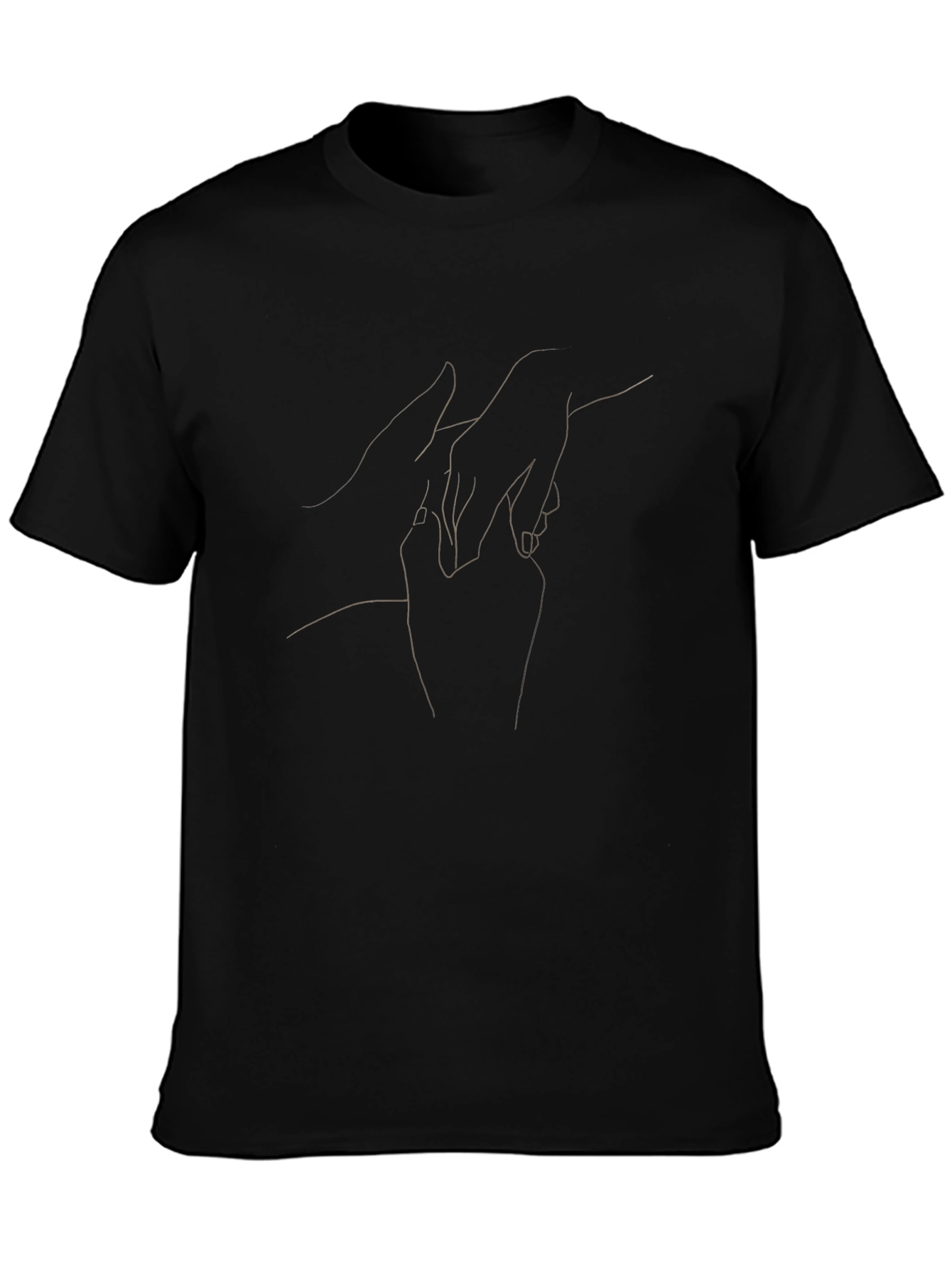 Black Minimalist Hand Line Art Black T-Shirt view 3