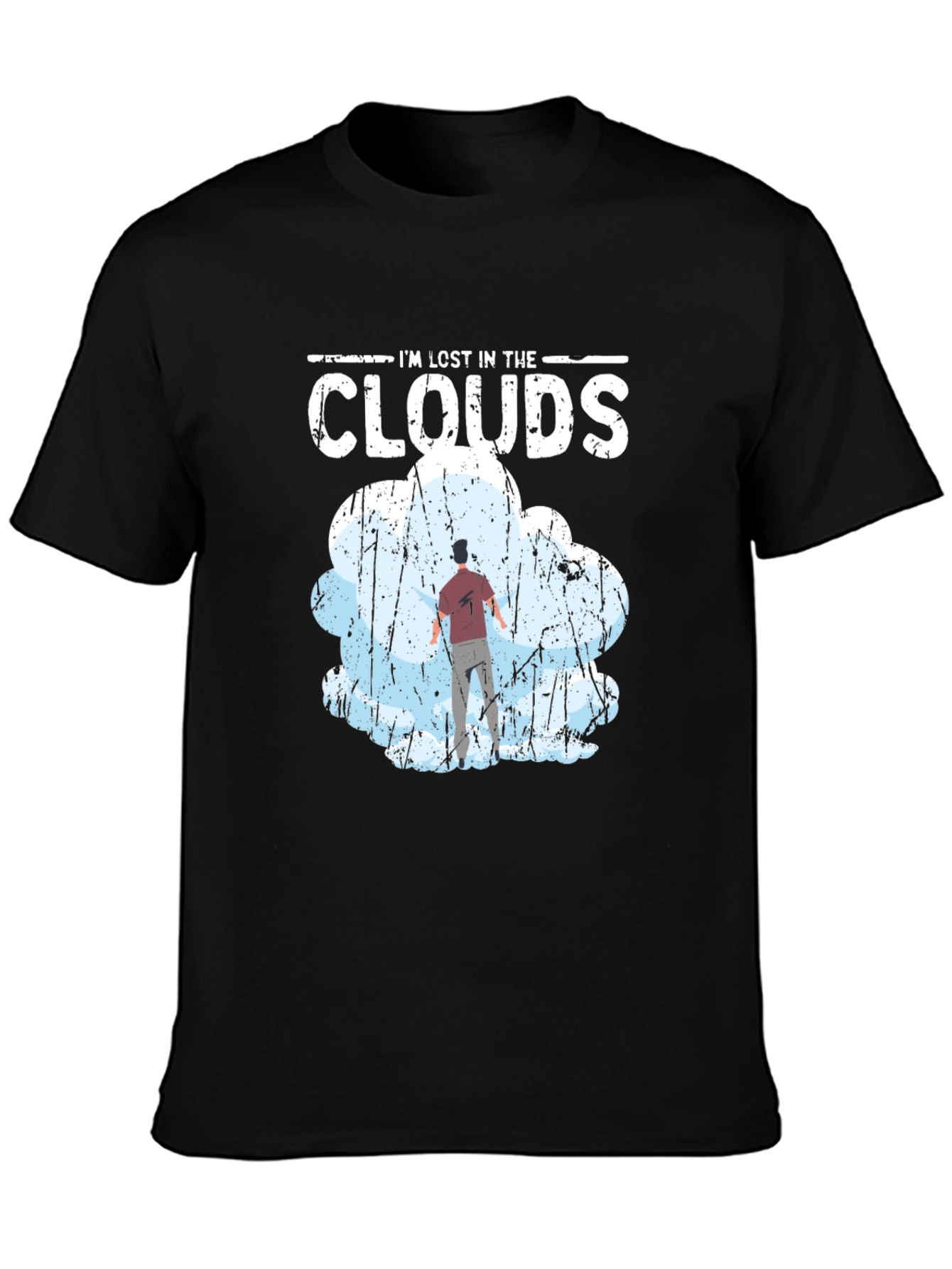 Black Lost in the Clouds Graphic T-Shirt - Unique Design view 3