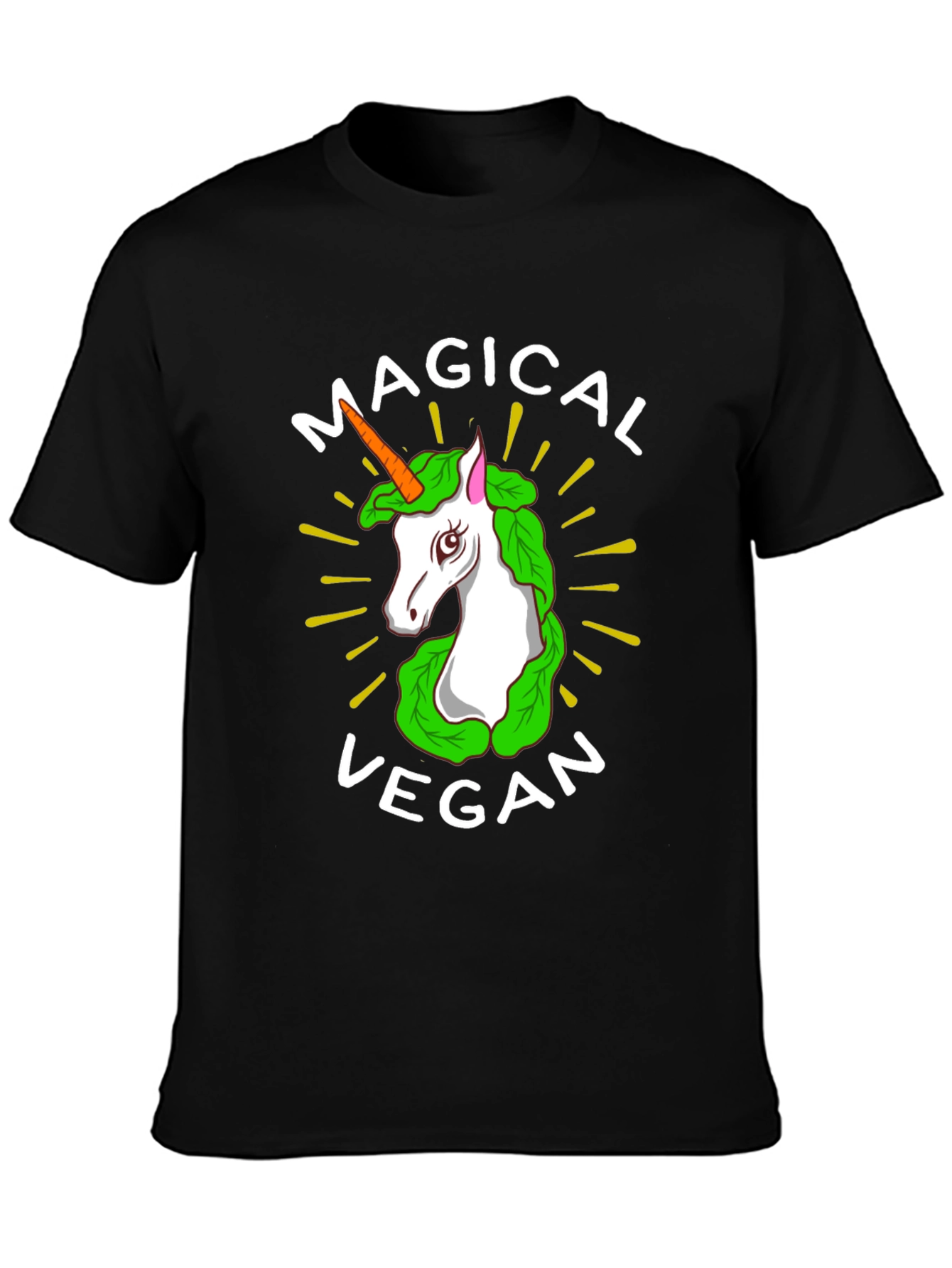 Black Magical Vegan Unicorn T-Shirt view 3