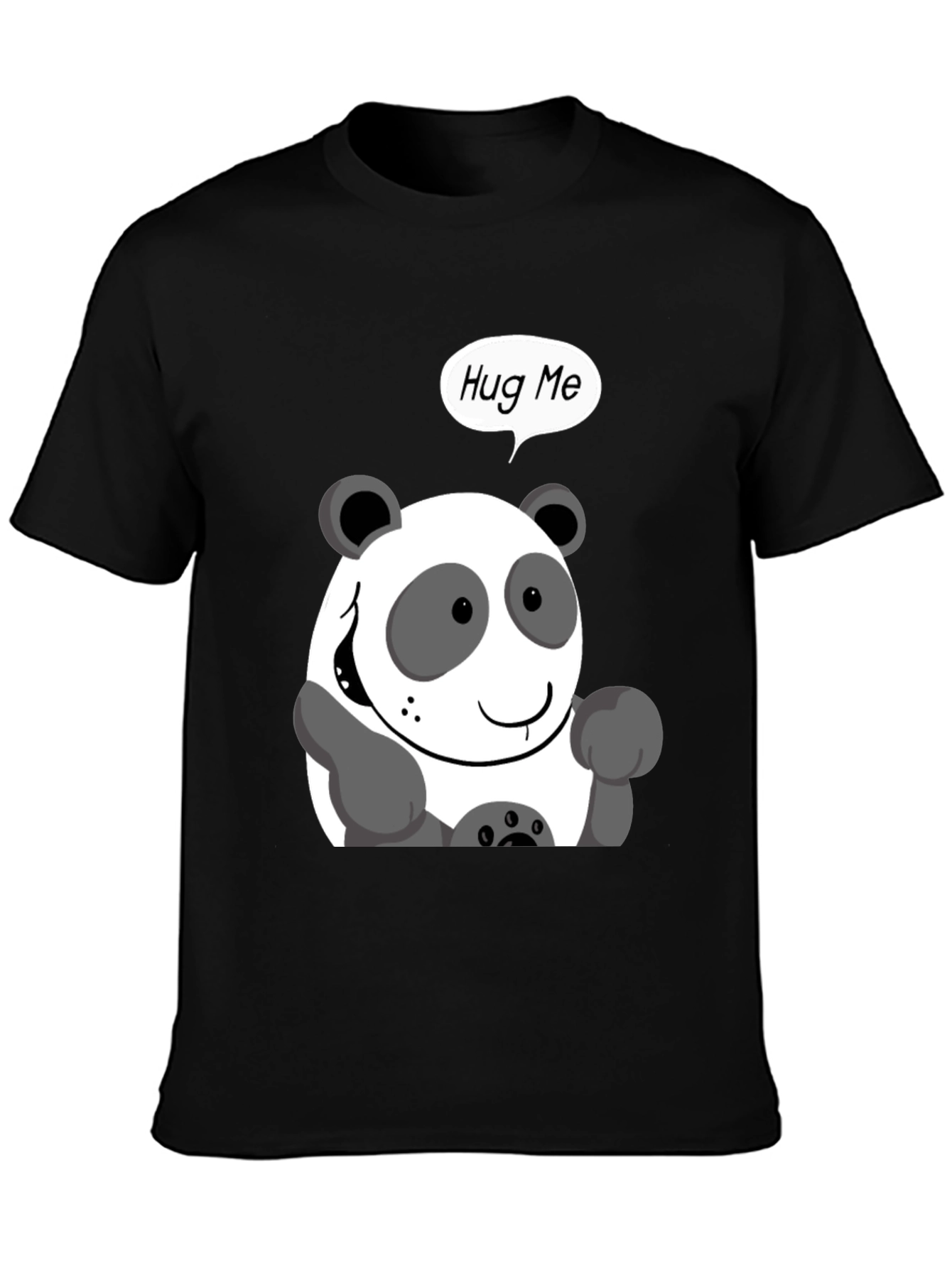 Black Hug Me Panda Graphic Tee - Black Casual Shirt view 3