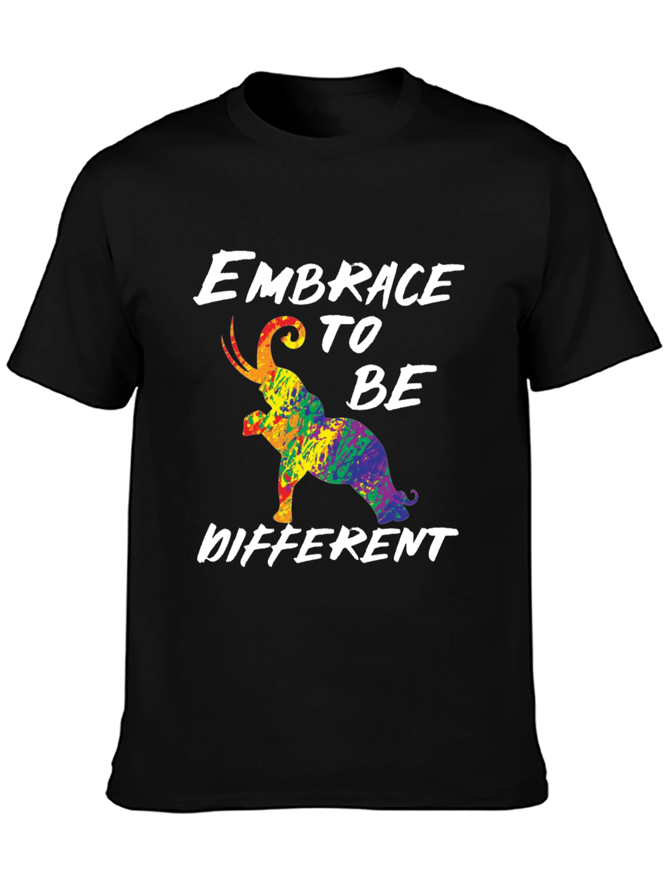 Black Embrace Being Different Elephant Pride T-Shirt view 3