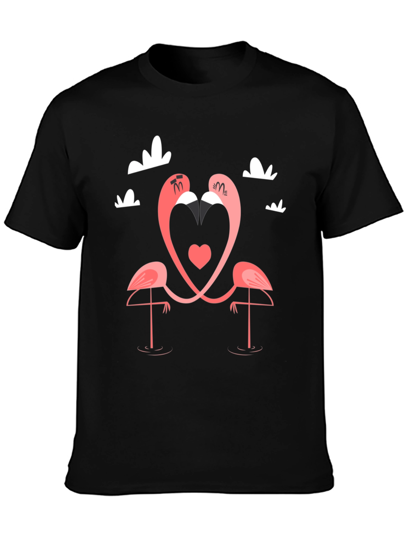Black Flamingo Heart Graphic Tee - Black view 3