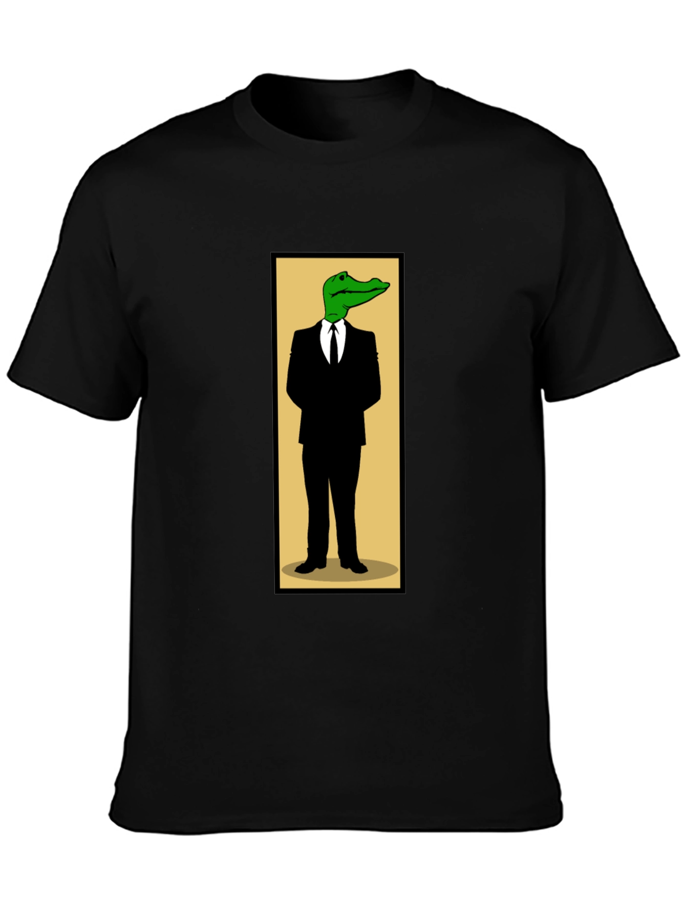 Black Suited Alligator Graphic Tee - Cool Novelty T-Shirt view 3