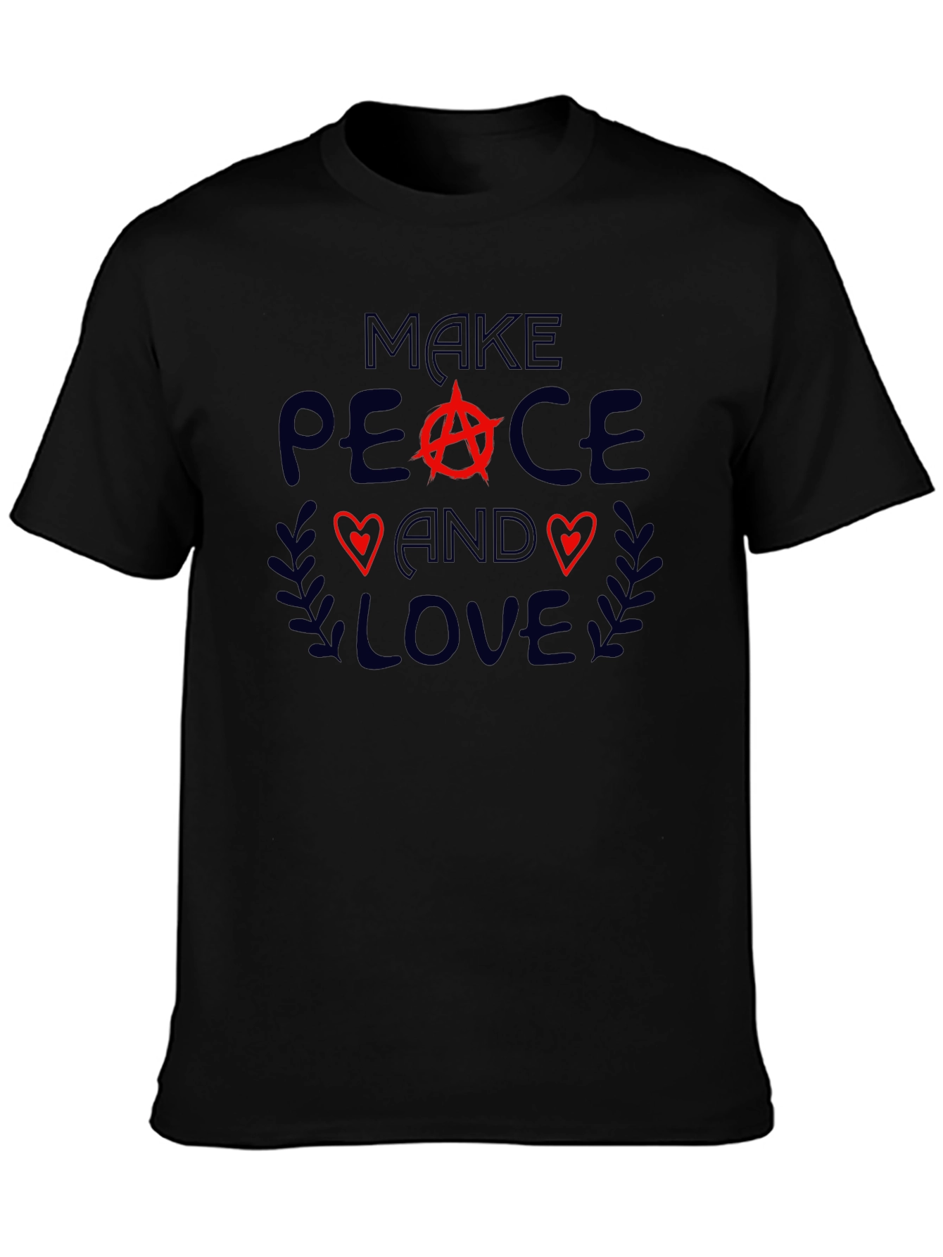 Black Make Peace and Love Graphic T-Shirt - Unisex view 3