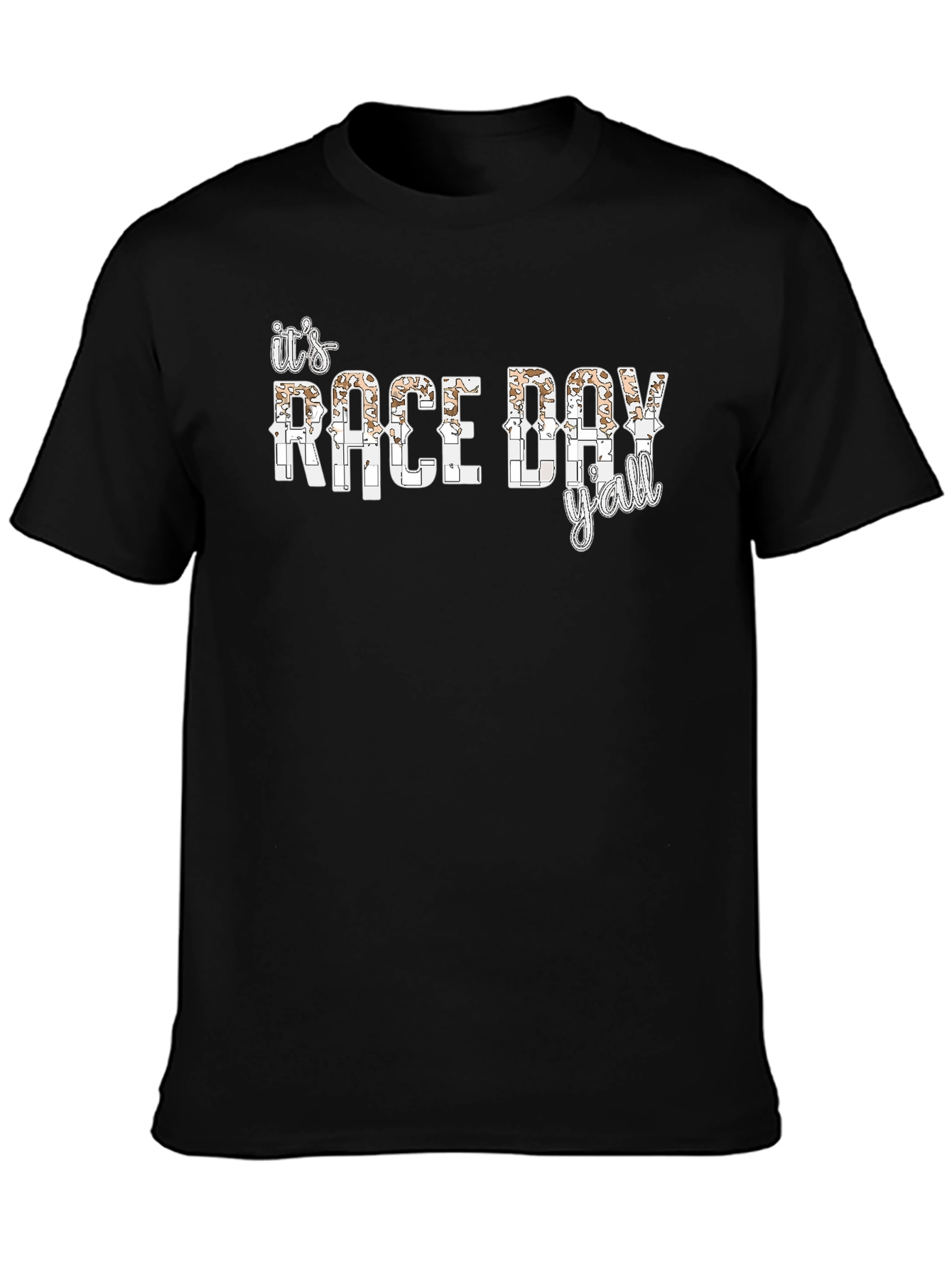 Black It's Race Day Y'all Black T-Shirt view 3