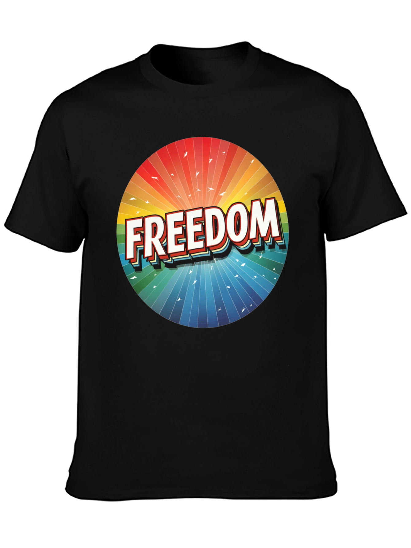 Black Freedom Graphic T-Shirt - Bold & Vibrant Design view 3