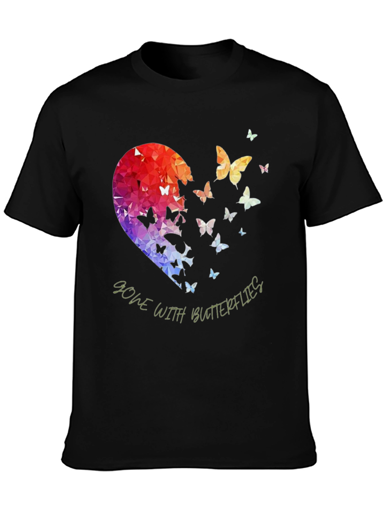 Black Gone With Butterflies Graphic T-Shirt view 3
