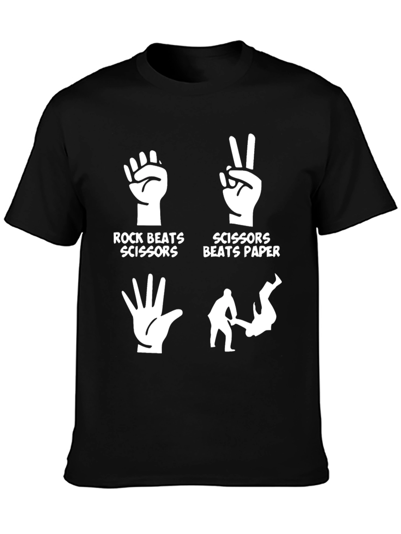 Black Rock, Paper, Scissors Funny Graphic T-Shirt view 3