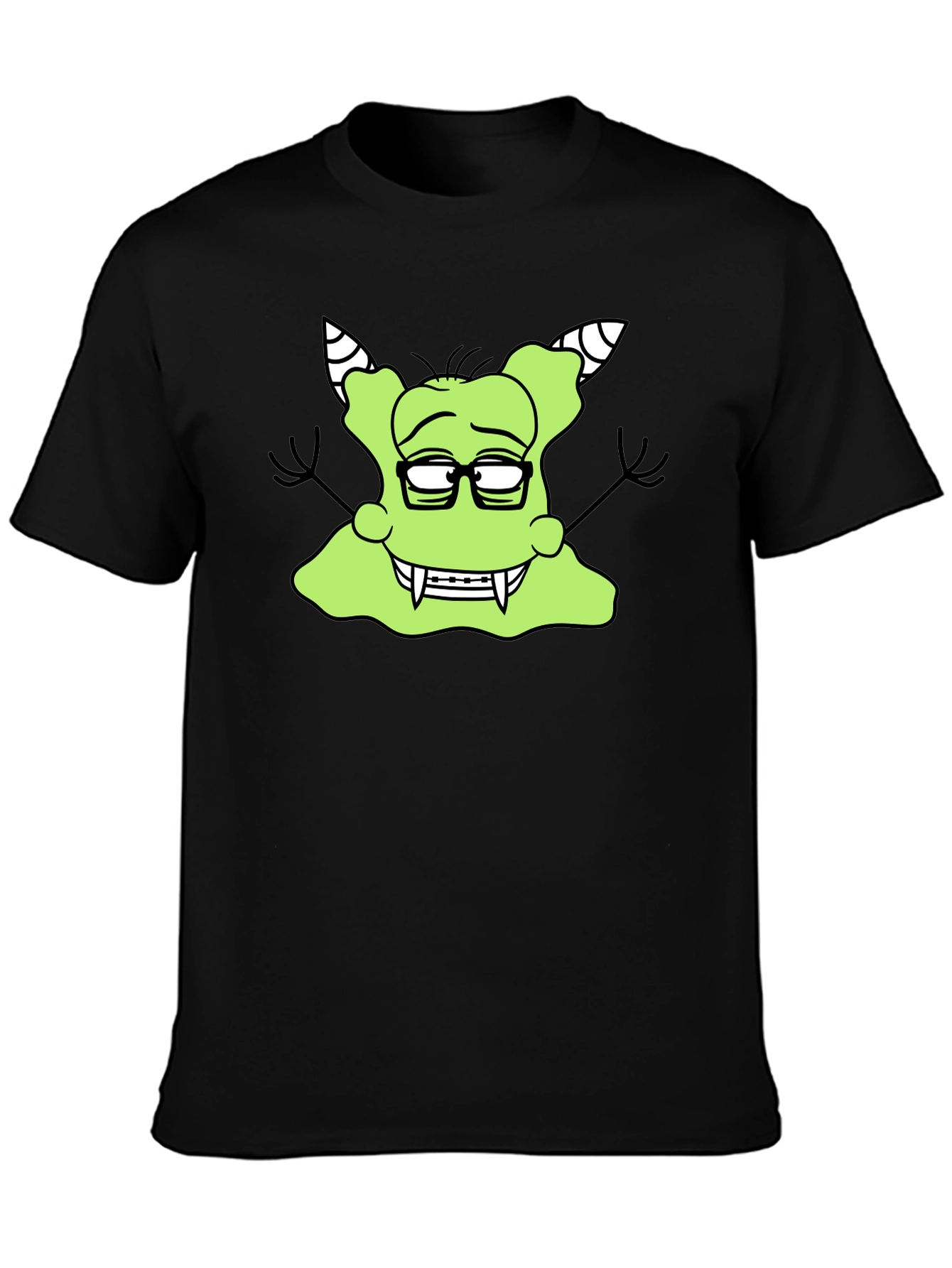 Black Nerdy Green Monster Graphic T-Shirt view 3