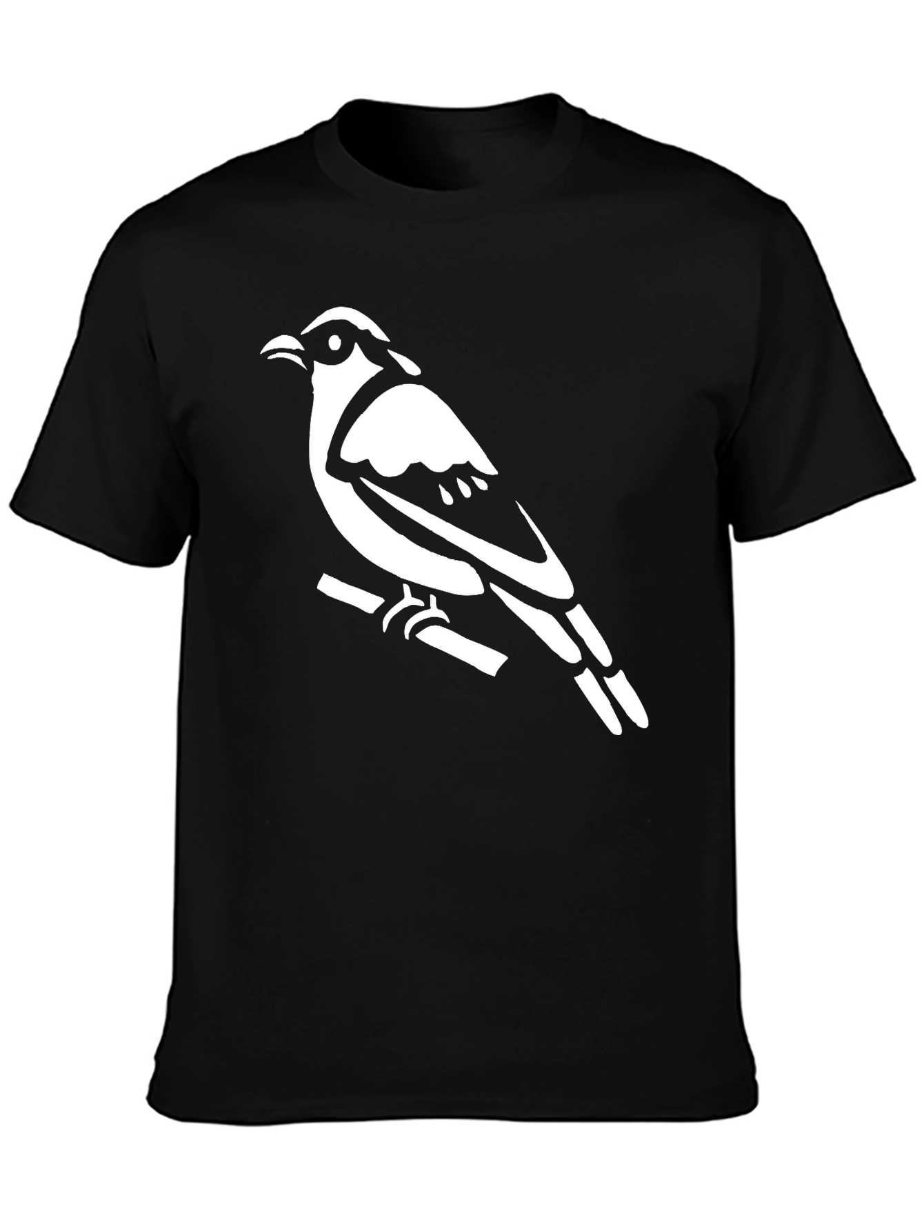 Black Bird on Branch Graphic Tee - Black Cotton Shirt view 3