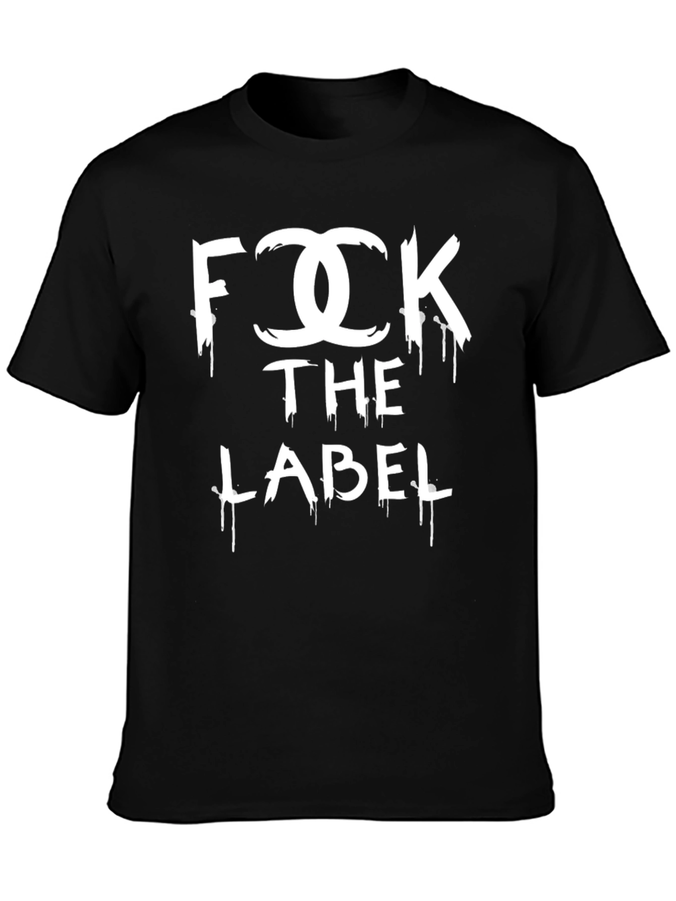 Black "F**K THE LABEL" Graphic Black T-Shirt view 3