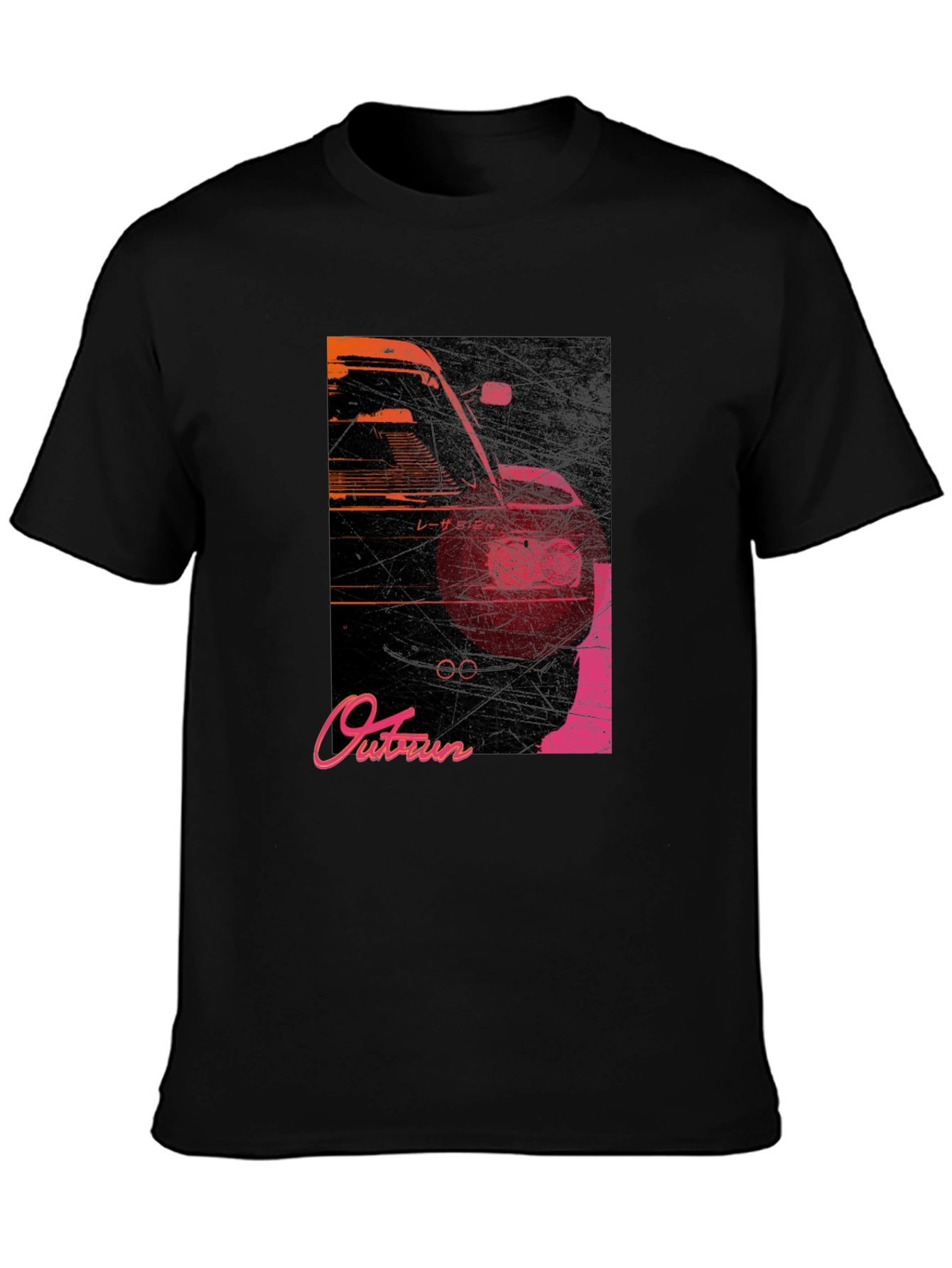 Black Retro Outrun Car Graphic T-Shirt view 3