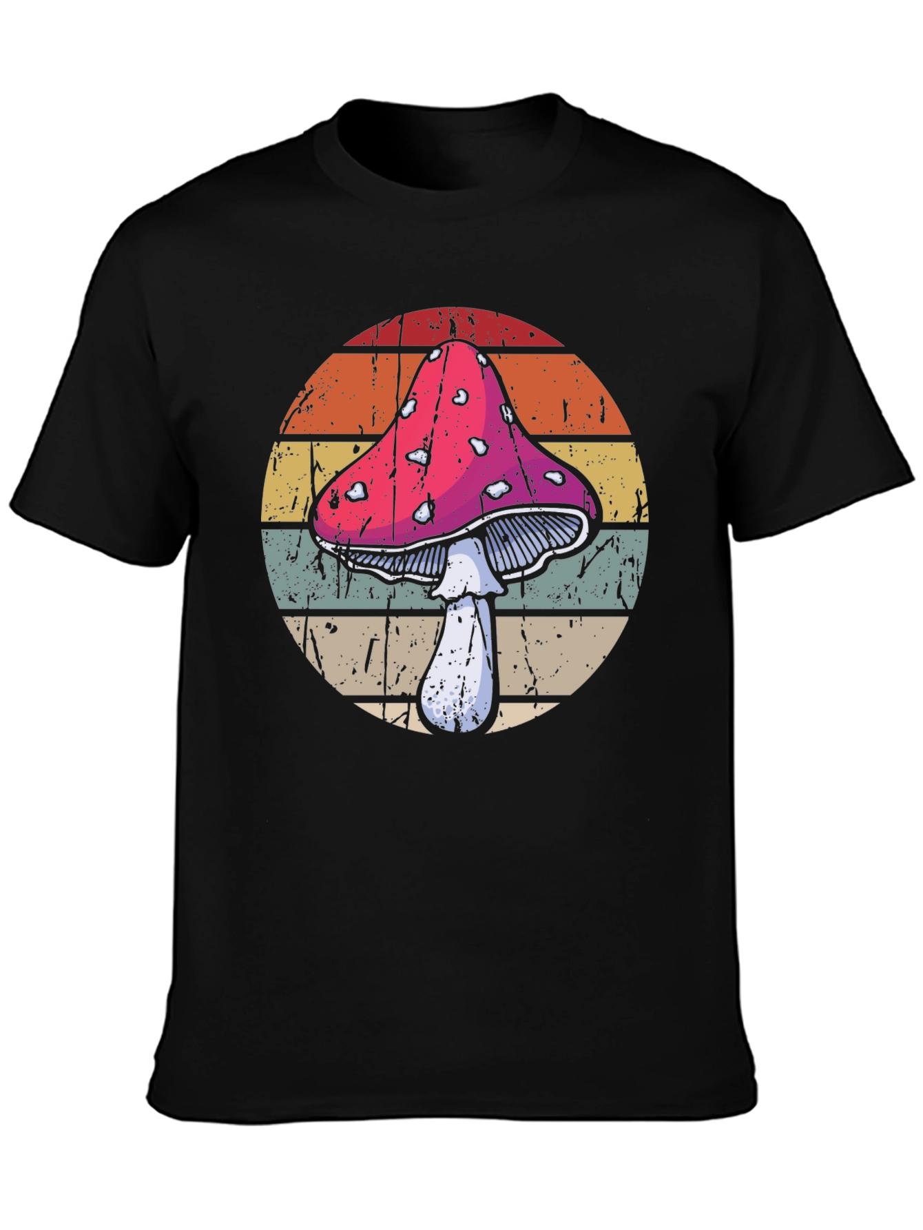 Black Retro Mushroom T-Shirt - Vintage Style Graphic Tee view 3
