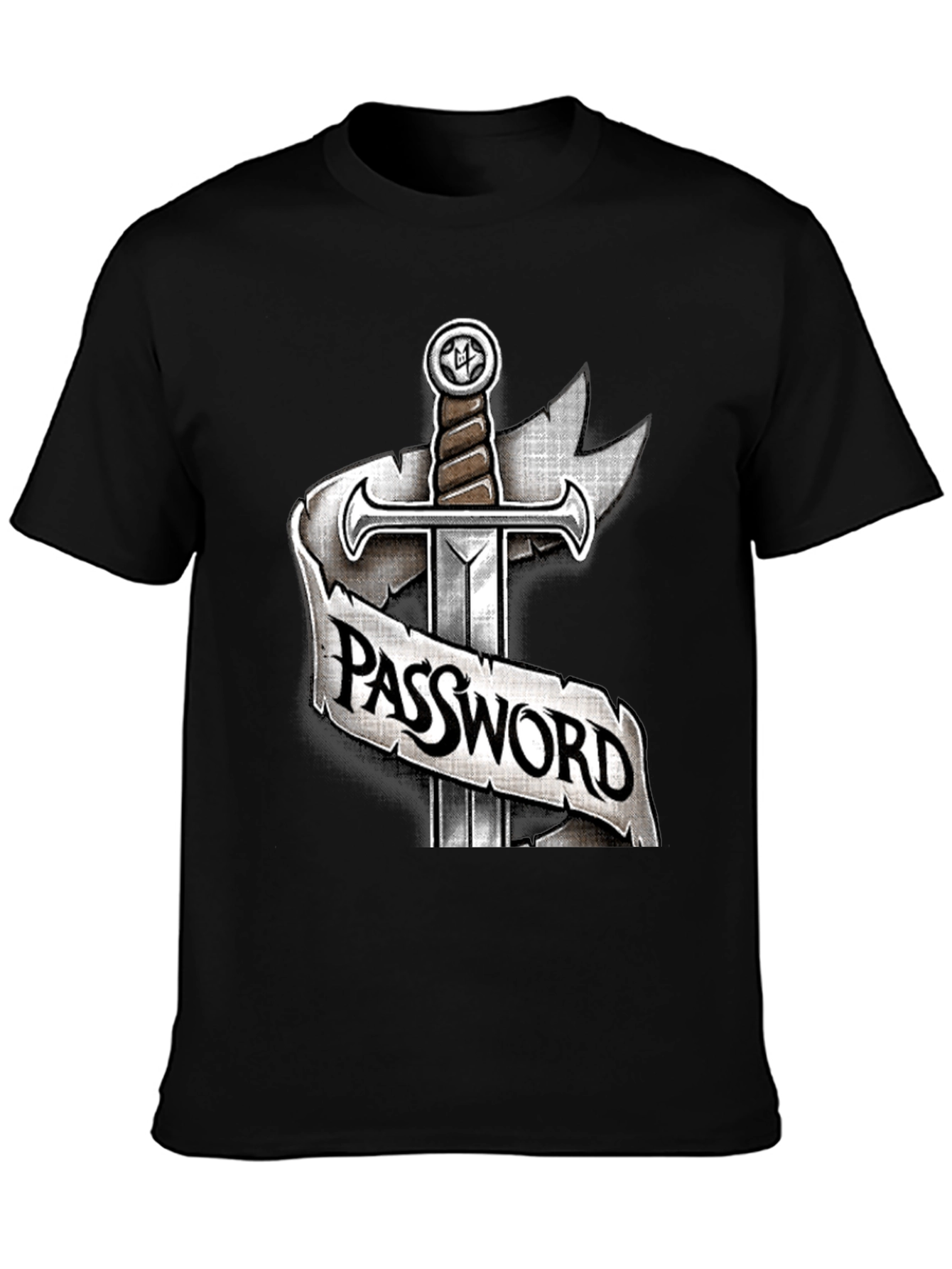 Black Password Sword Graphic Tee - Secure Style view 3