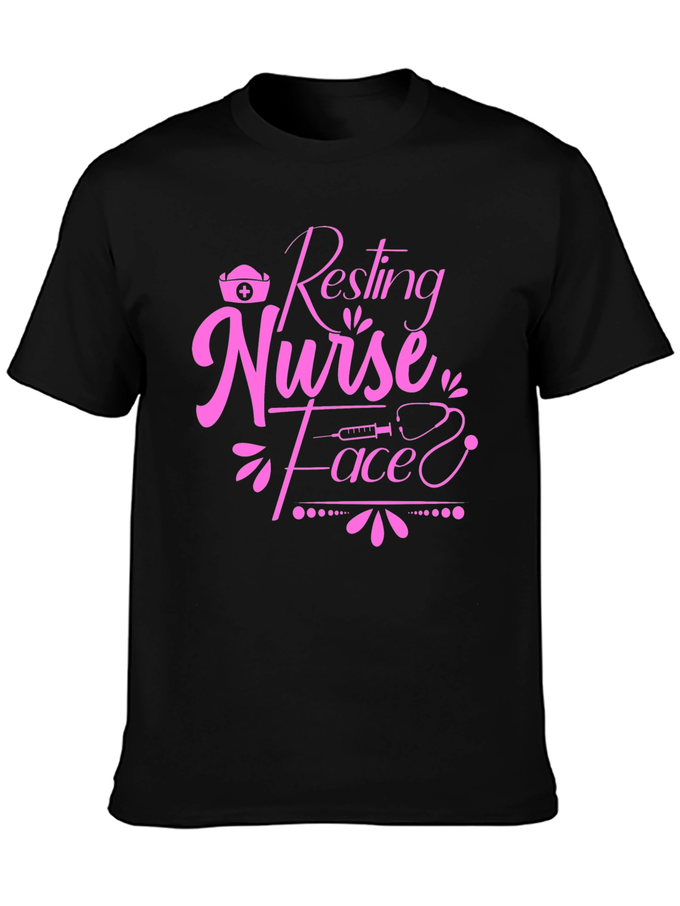 Black Resting Nurse Face T-Shirt - Novelty Graphic Tee view 3