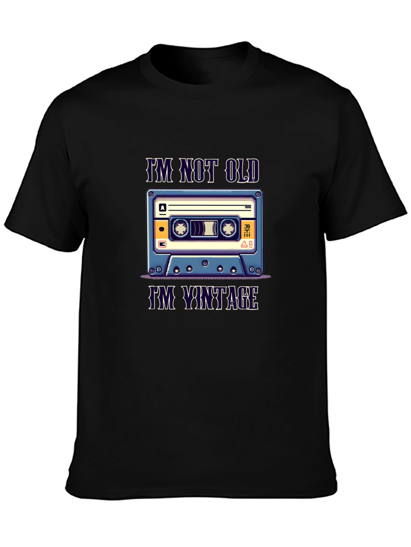Black Vintage Cassette Tape T-Shirt - "I'm Not Old, I'm Vintage" view 3