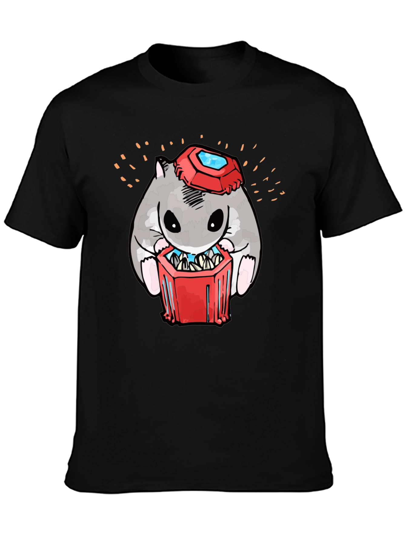 Black Hamster T-Shirt with Gemstone Hat view 3
