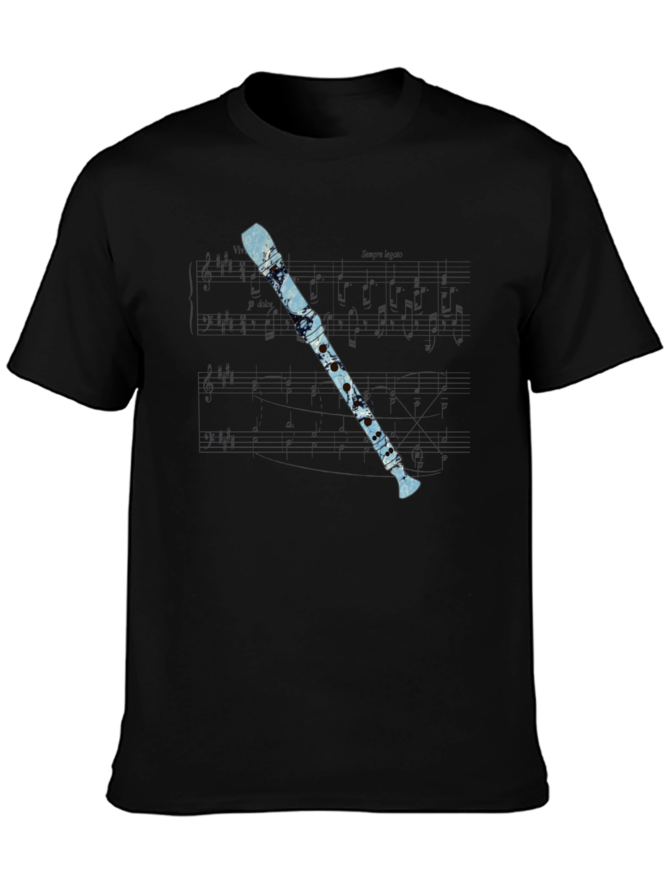 Black Music Lover's Flute Graphic Tee view 3