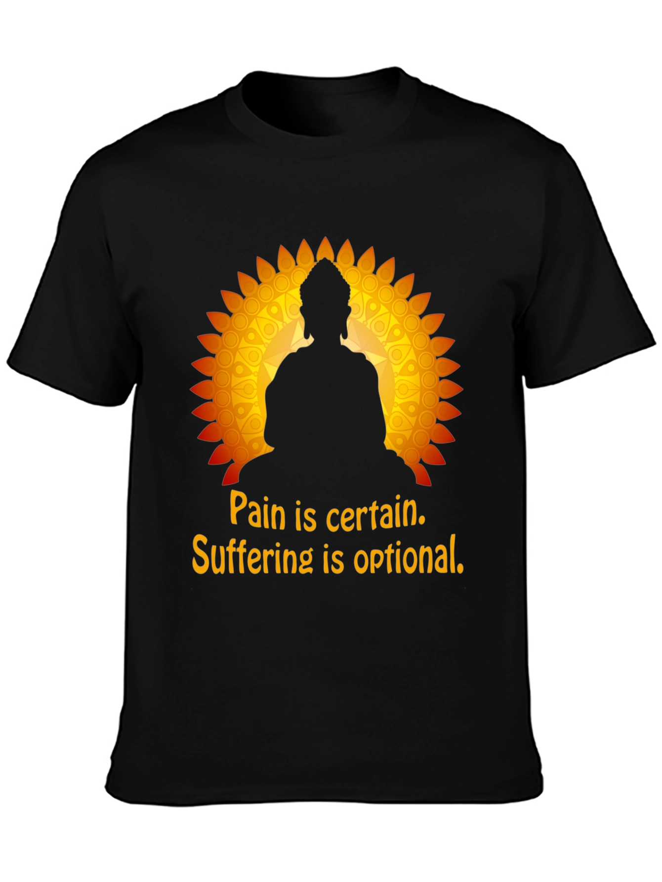Black Pain and Suffering Buddha Graphic T-Shirt view 3