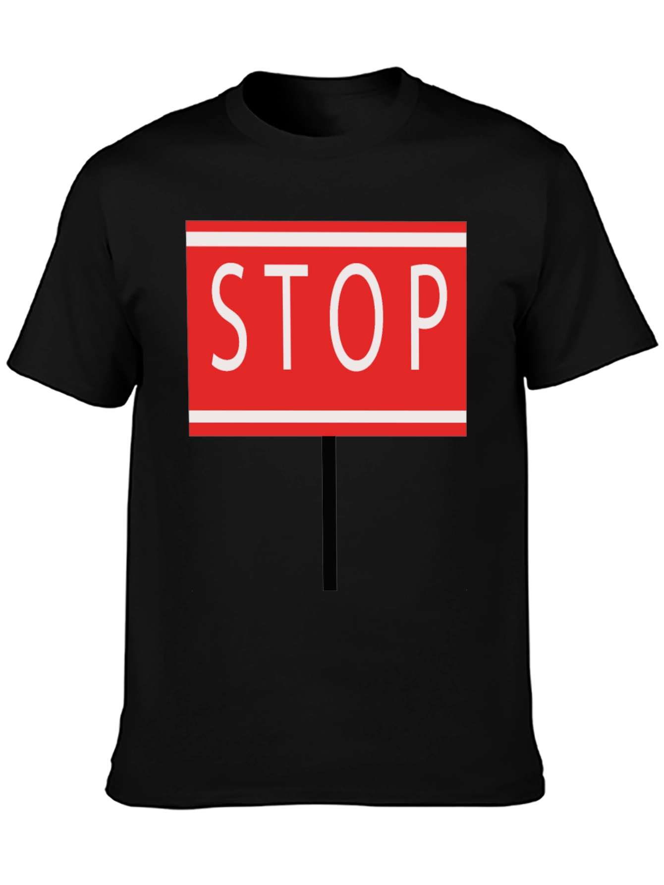 Black Stop Sign Graphic Tee - Black Cotton Blend view 3