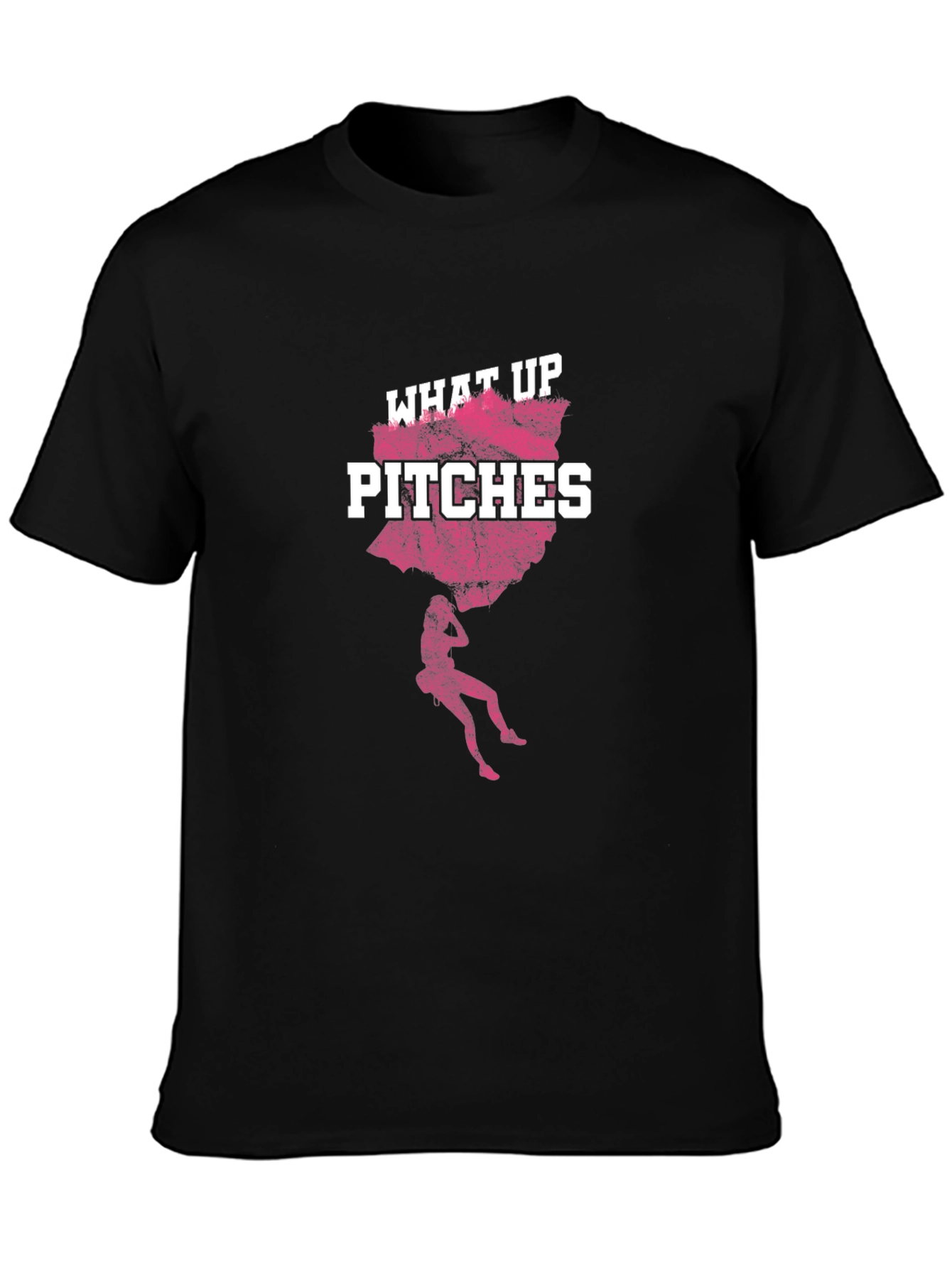 Black What Up Pitches Graphic Tee - Funny Adult Humor view 3