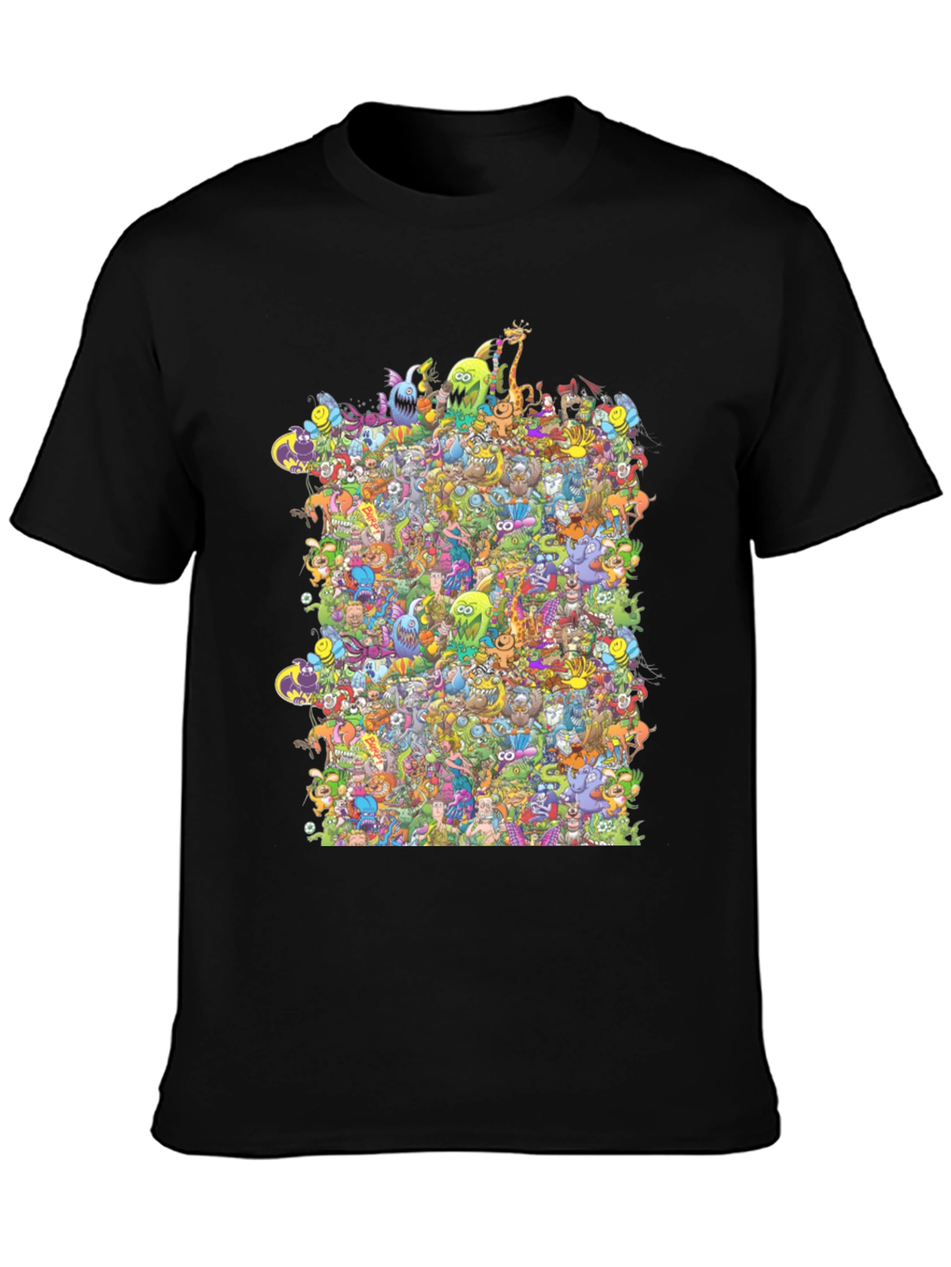 Black Fun Cartoon Character T-Shirt view 3