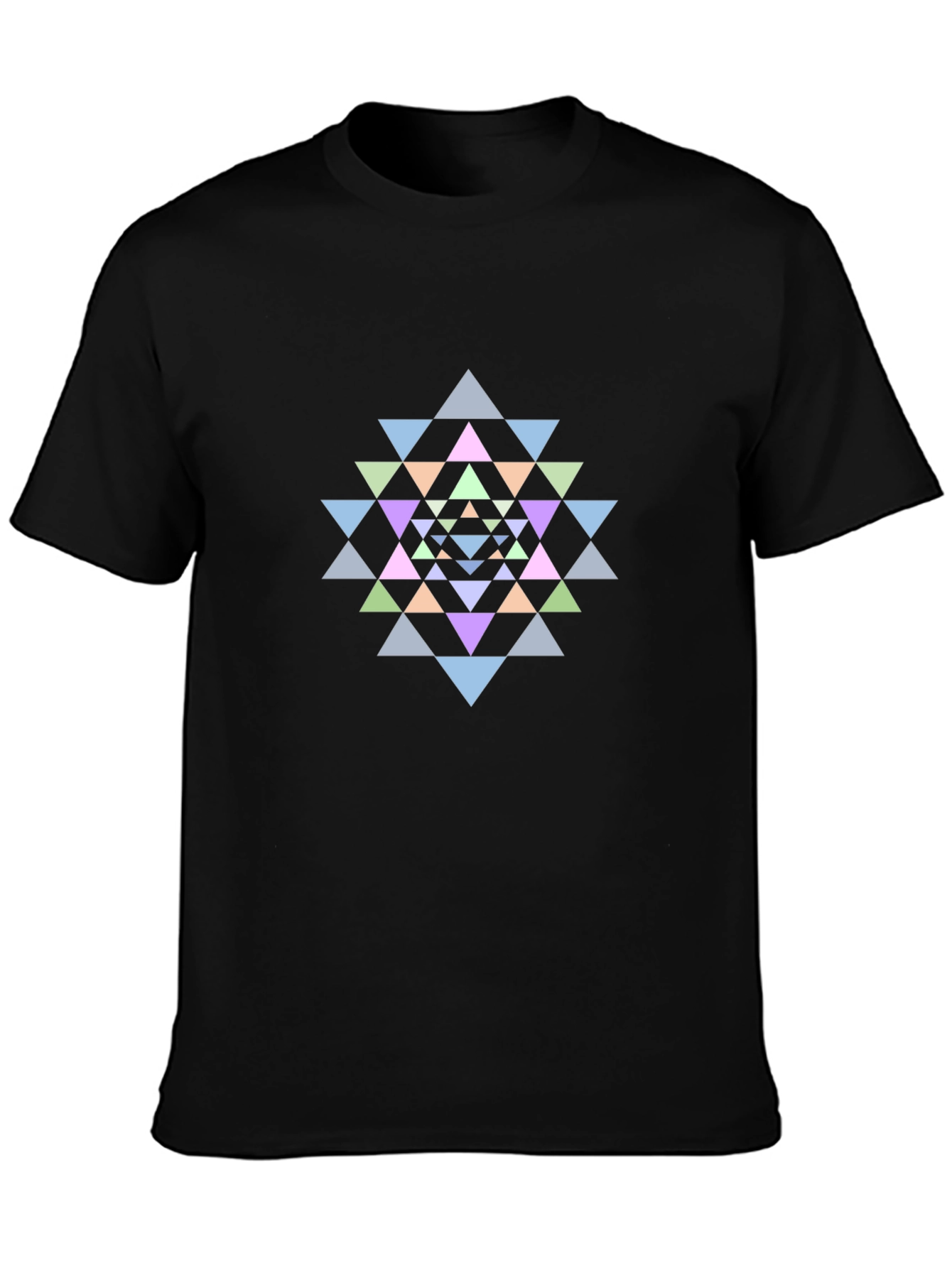 Black Geometric Mandala Graphic Tee - Black Cotton T-Shirt view 3