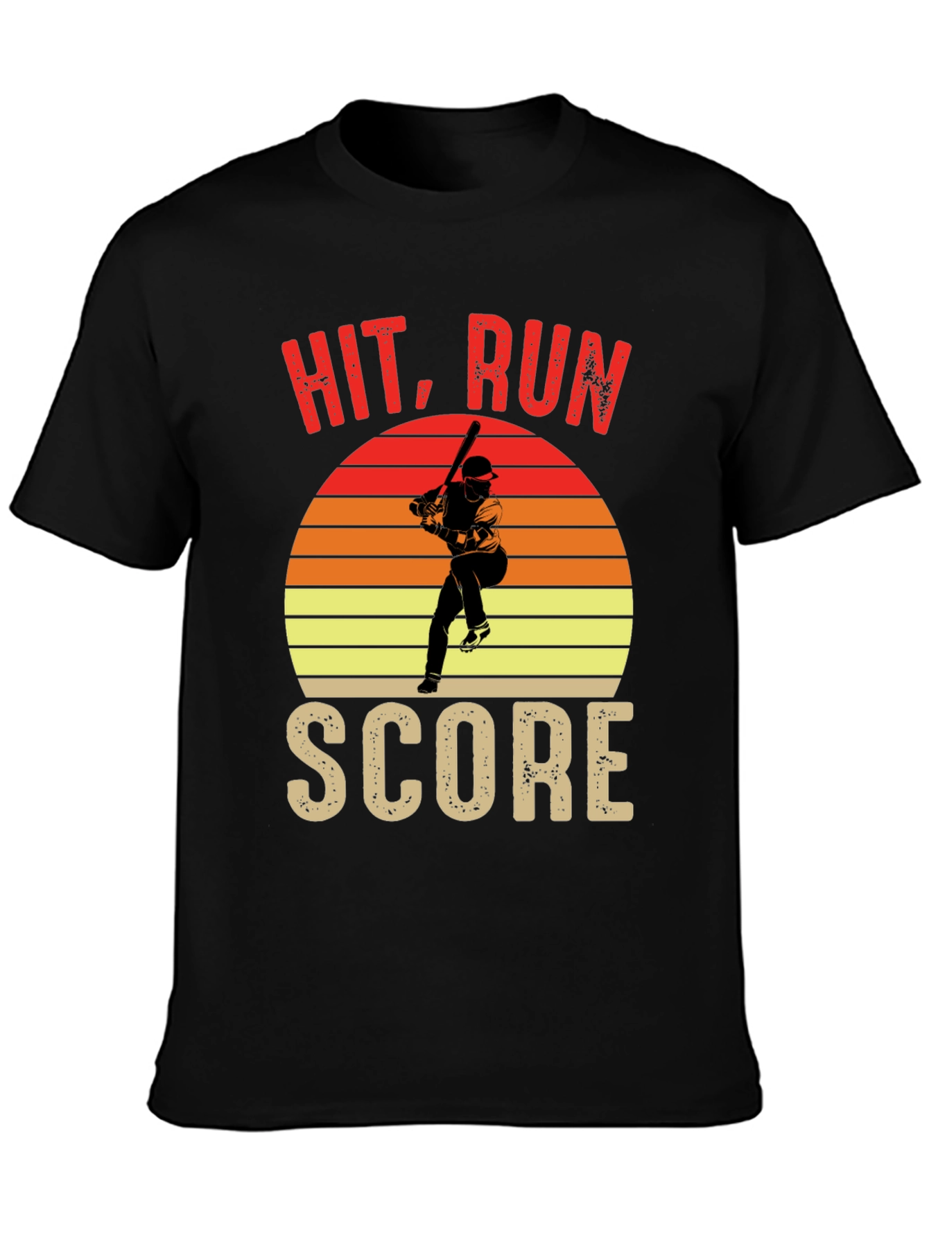 Black Hit Run Score Graphic T-Shirt Baseball Fan view 3