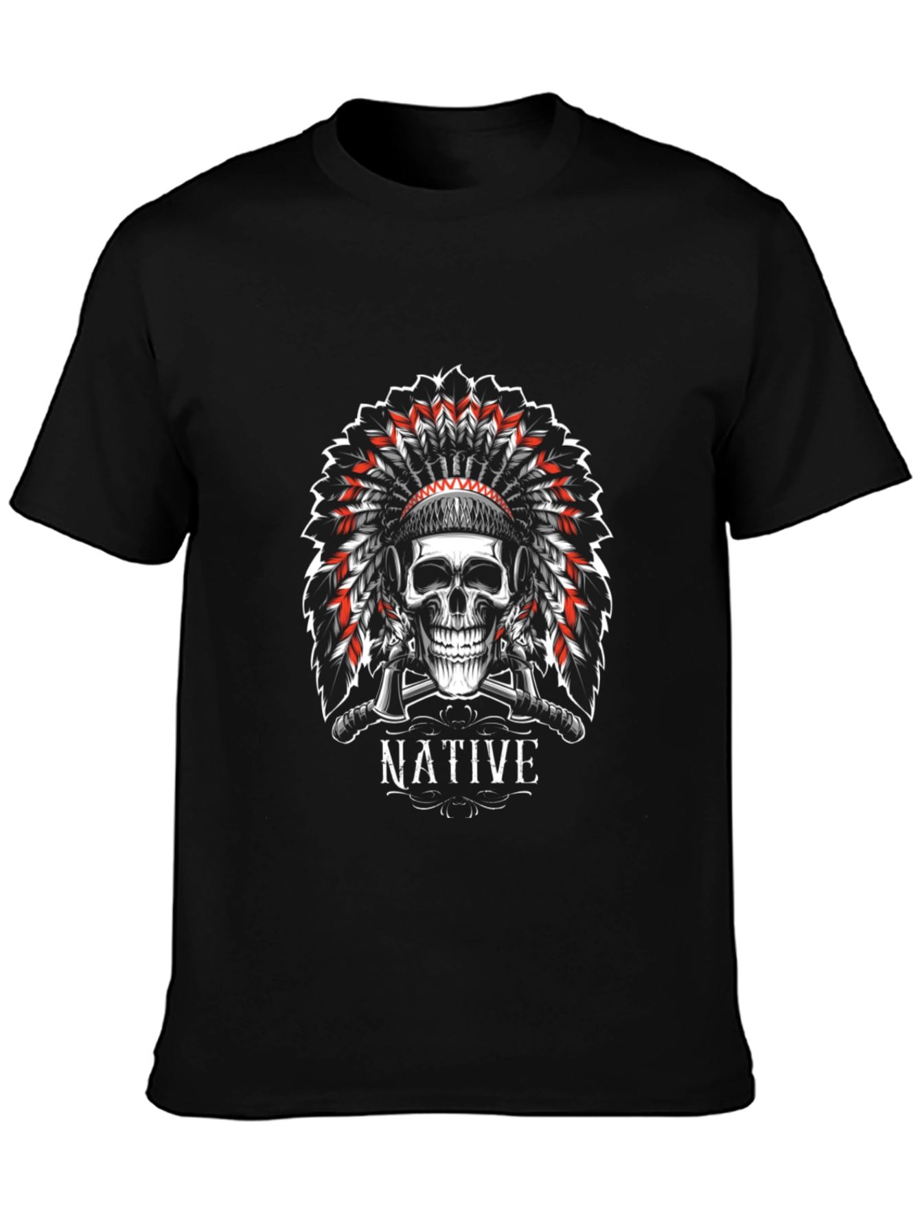 Black Native Skull Graphic Tee - Black view 3