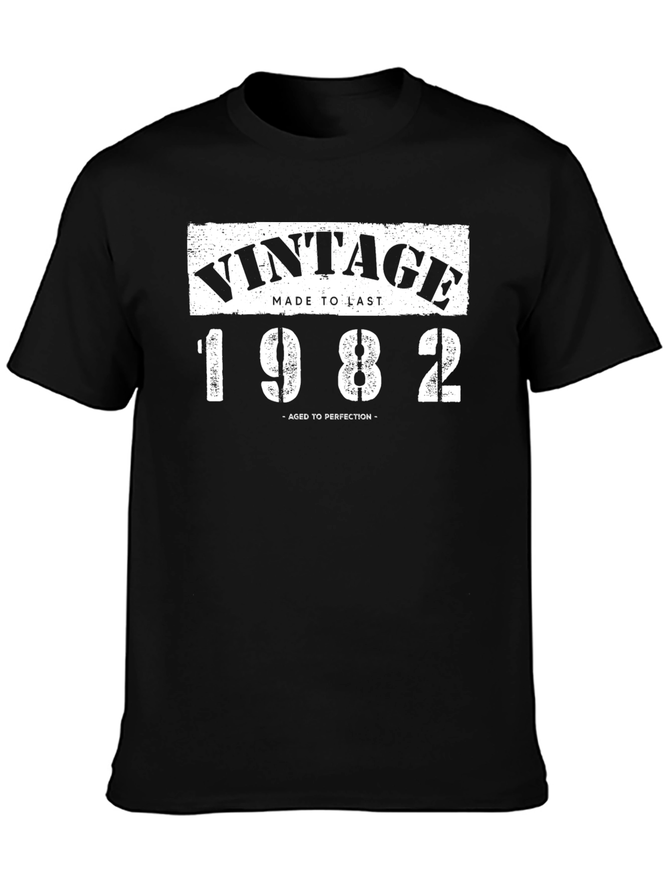 Black Vintage 1982 Aged to Perfection Black T-Shirt view 3
