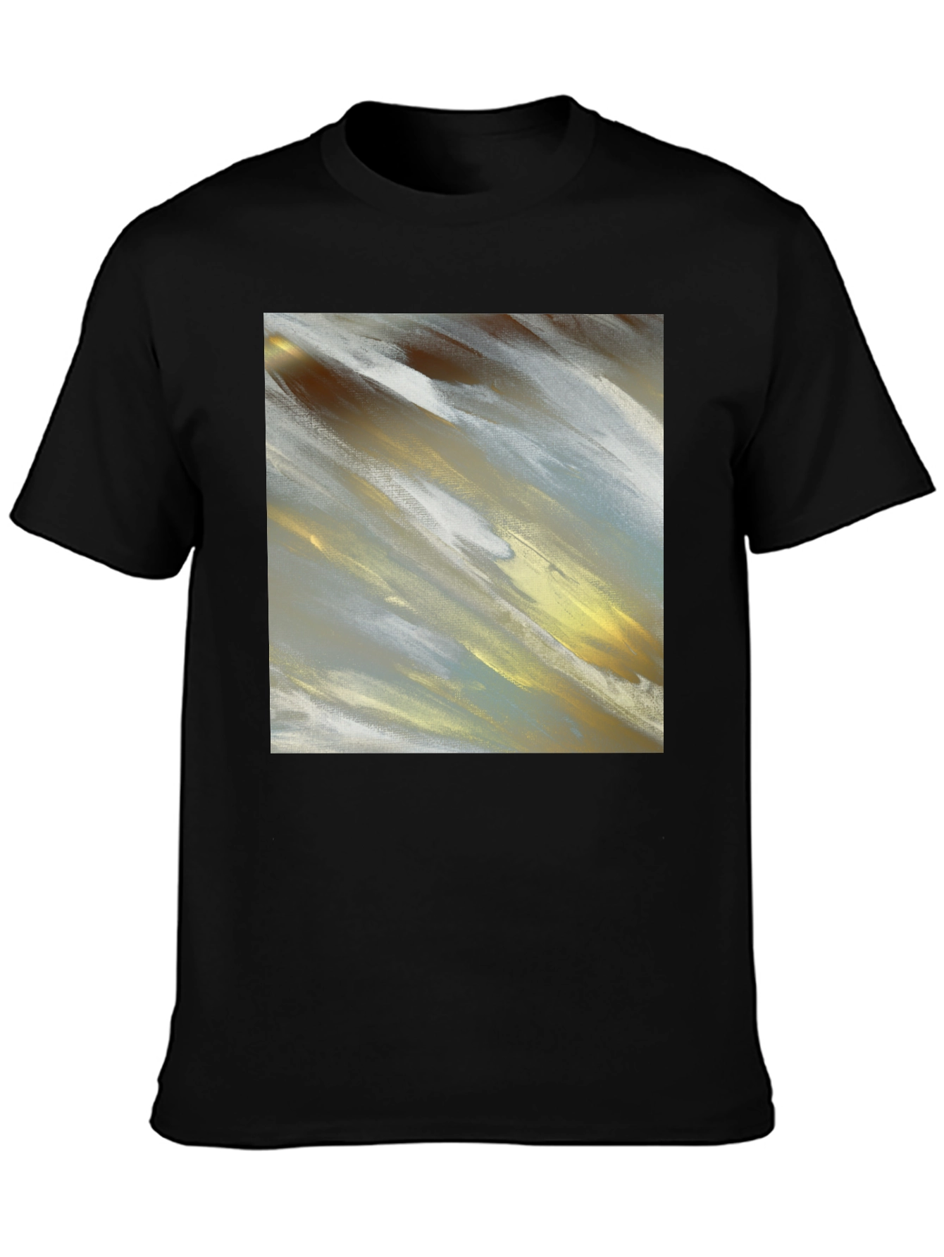 Black Abstract Art T-Shirt - Modern Brushstroke Design view 3