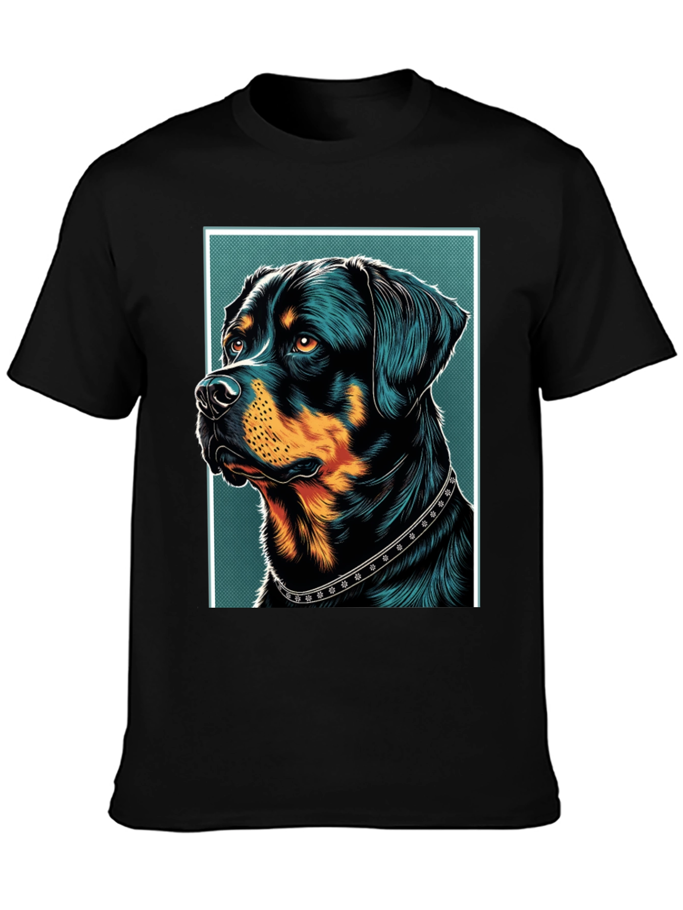 Black Rottweiler Graphic Print Black T-Shirt view 3