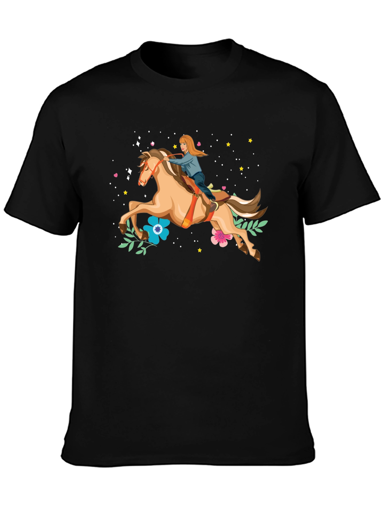 Horse Riding Graphic Tee - Black Unisex T-Shirt - 3