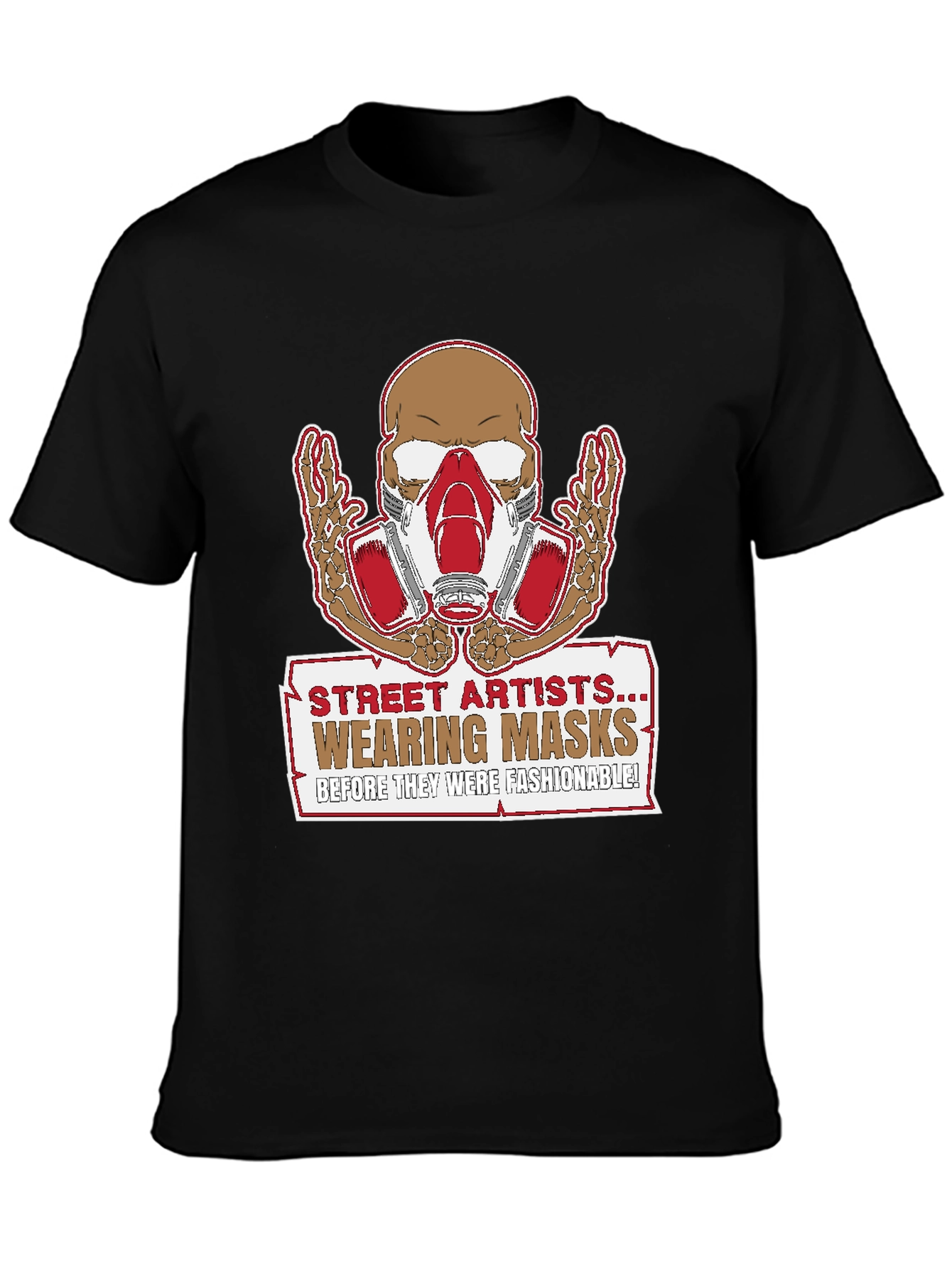 Street Artist Mask Skeleton Graphic T-Shirt - 3