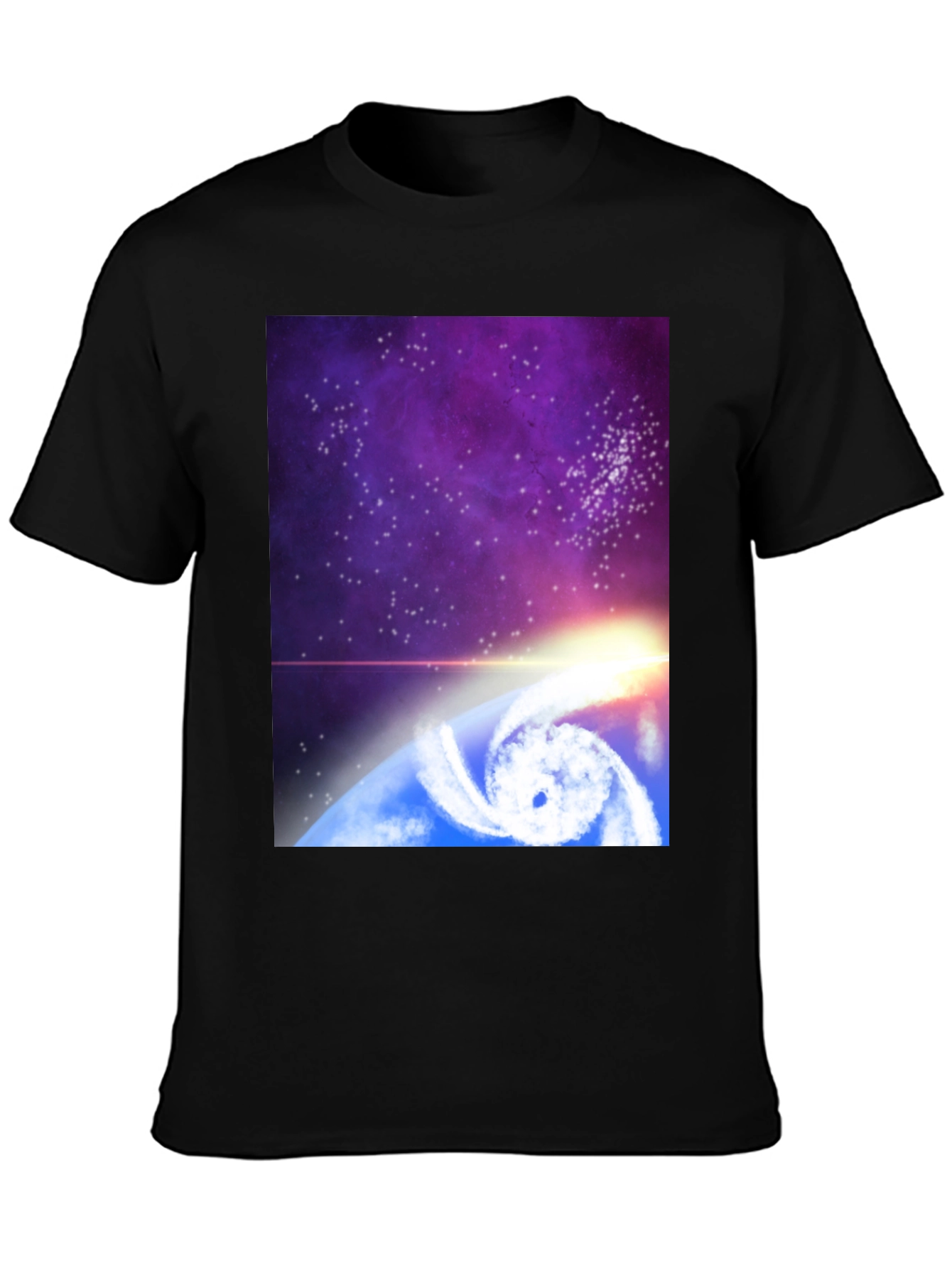Black Cosmic Hurricane Graphic Tee - Black Cotton Blend view 3